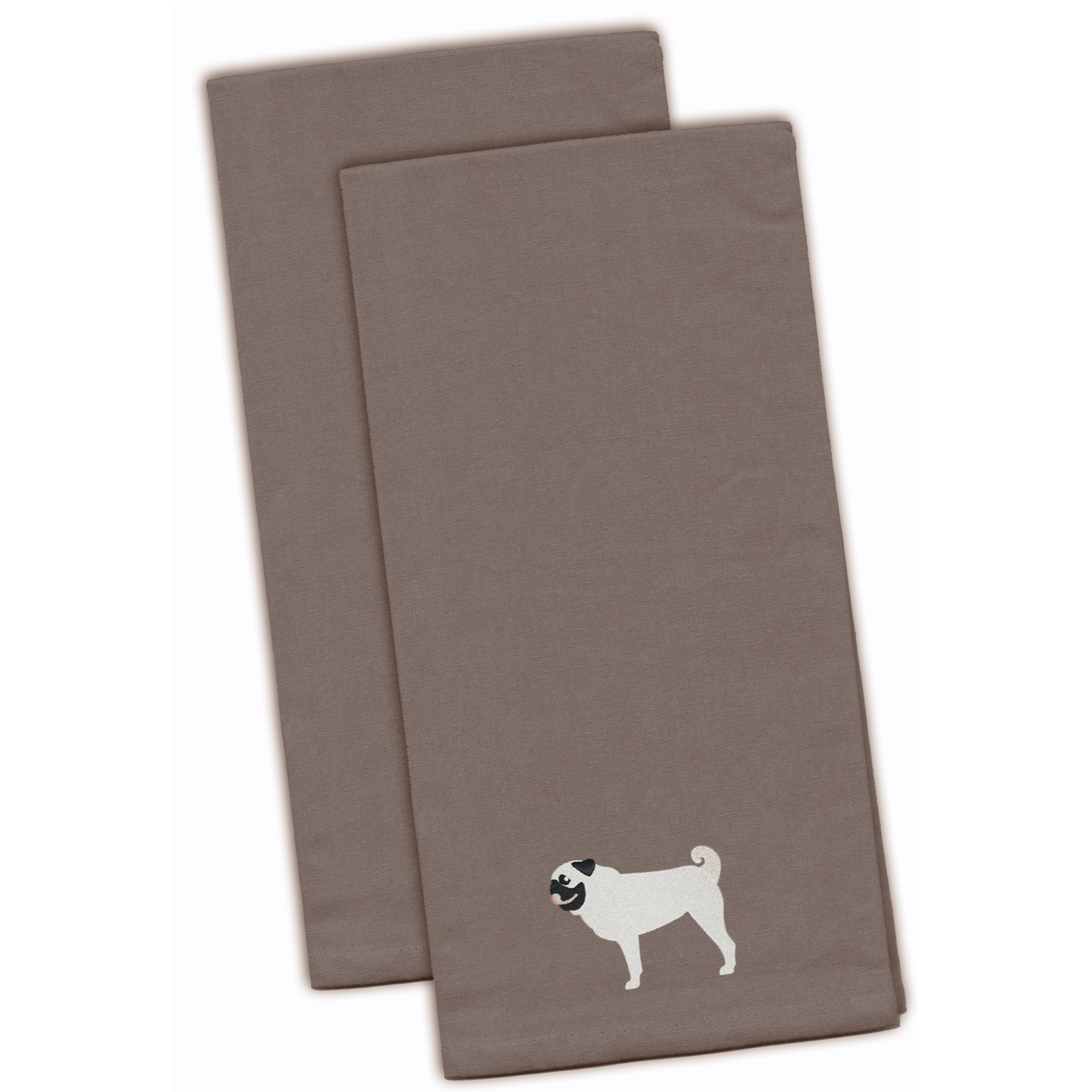 &quotCaroline's Treasures BB3447GYTWE Pug Gray Embroidered Kitchen Towel (Set of 2), 28"" x 19"", Multicolor"