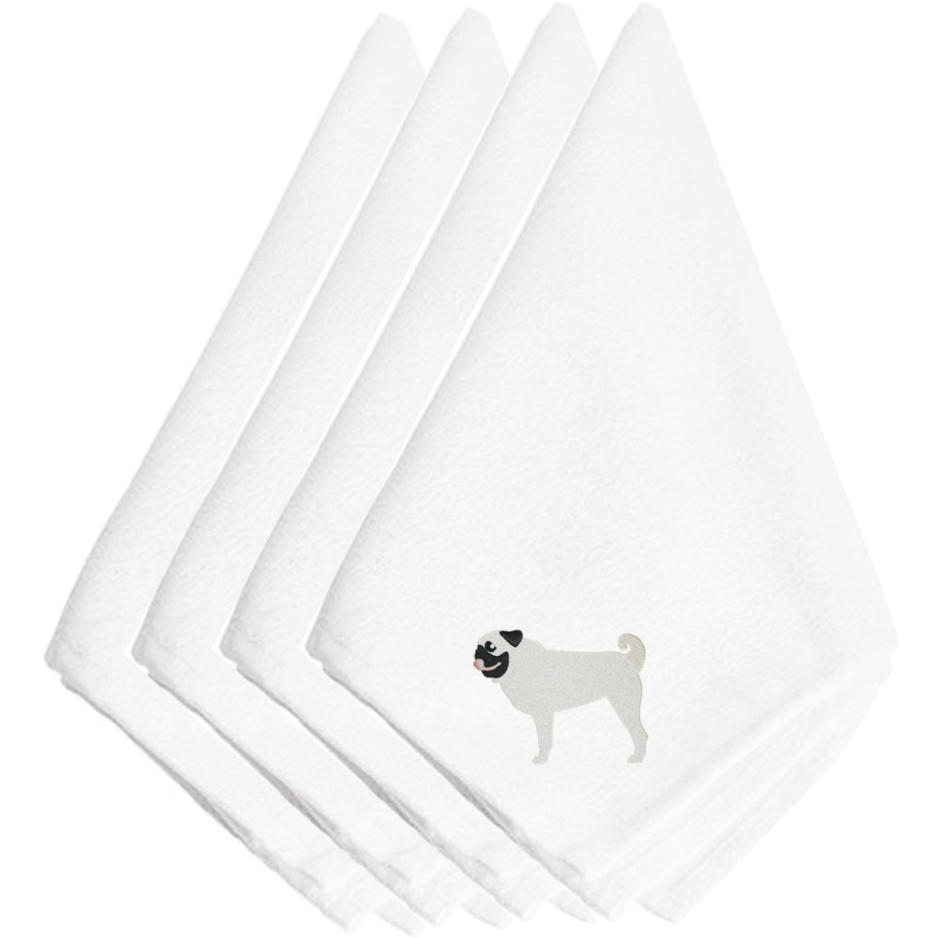&quotCaroline's Treasures BB3447NPKE Pug Embroidered Napkins (Set of 4), 20"", Multicolor"