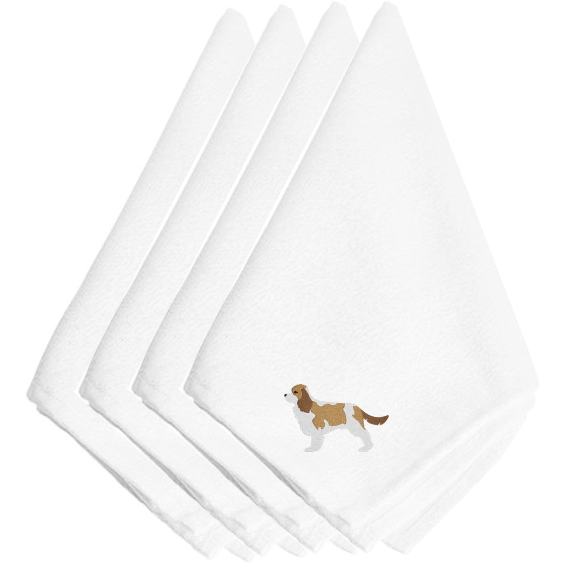 &quotCaroline's Treasures BB3449NPKE Cavalier King Charles Spaniel Embroidered Napkins (Set of 4), 20"", Multicolor"