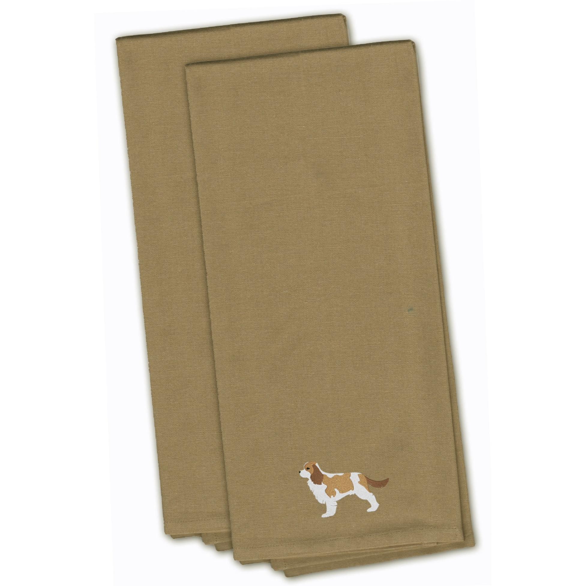&quotCaroline's Treasures BB3449TNTWE Cavalier King Charles Spaniel Tan Embroidered Kitchen Towel (Set of 2), 28"" x 19"", Multicolor"