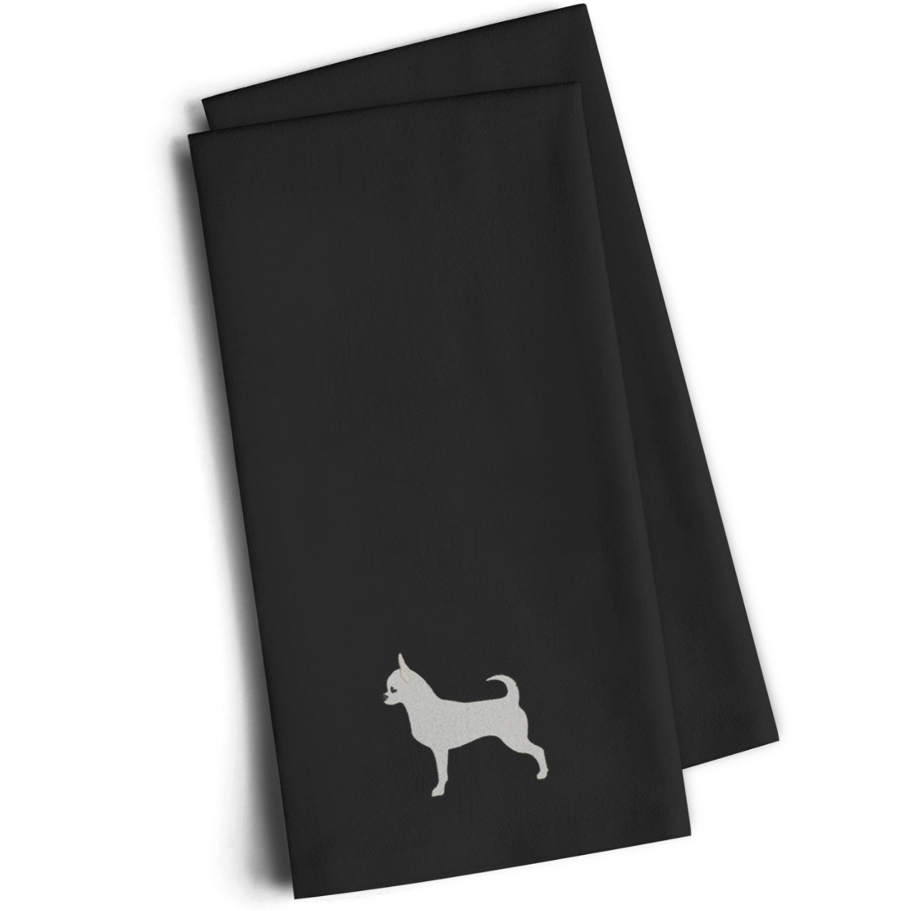 &quotCaroline's Treasures BB3450BKTWE Chihuahua Black Embroidered Kitchen Towel (Set of 2), 28"" H x 19"" W, Multicolor"