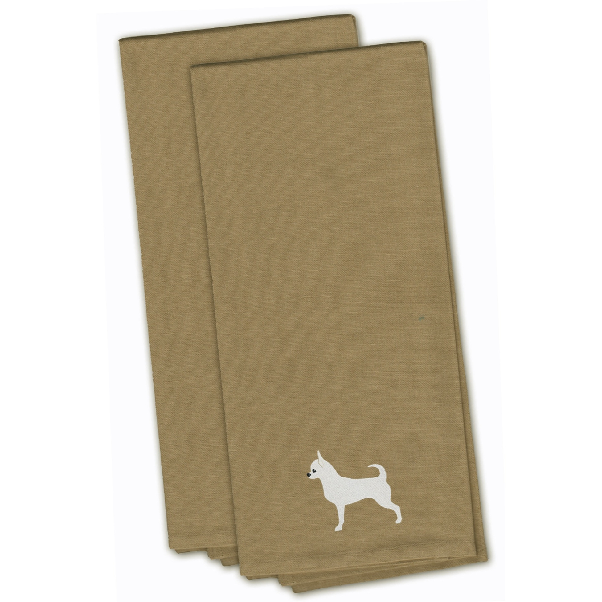 &quotCaroline's Treasures BB3450TNTWE Chihuahua Tan Embroidered Kitchen Towel (Set of 2), 28"" x 19"", Multicolor"