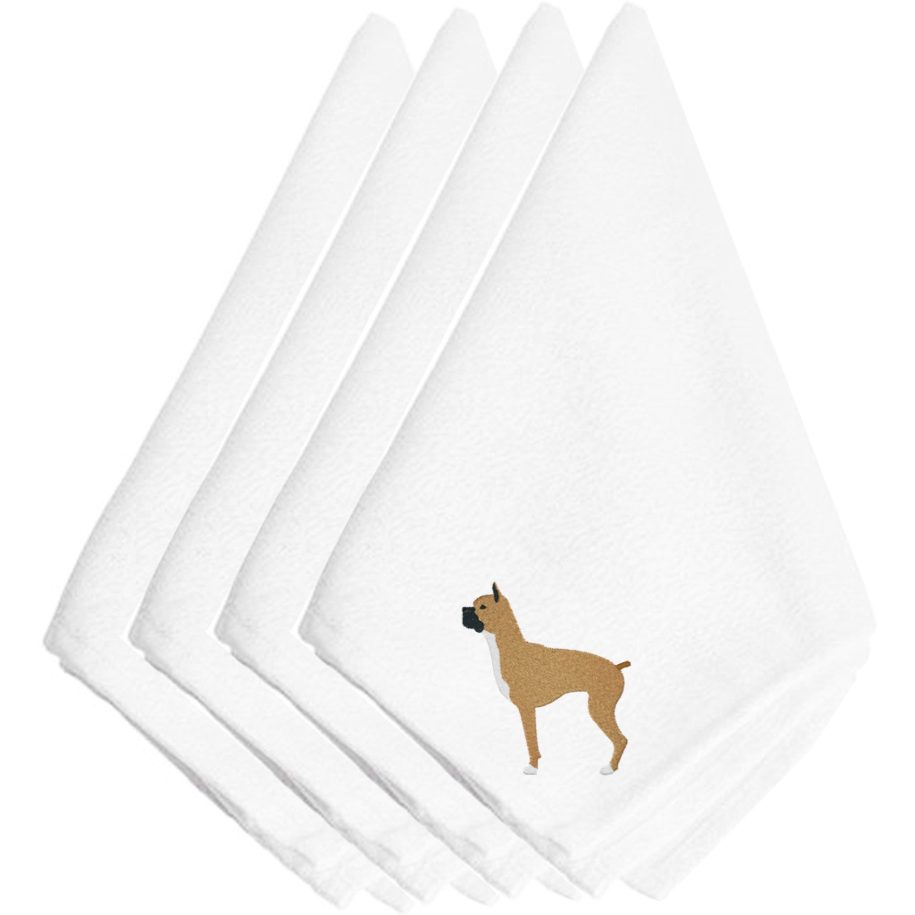 &quotCaroline's Treasures BB3453NPKE Boxer Embroidered Napkins (Set of 4), 20"", Multicolor"