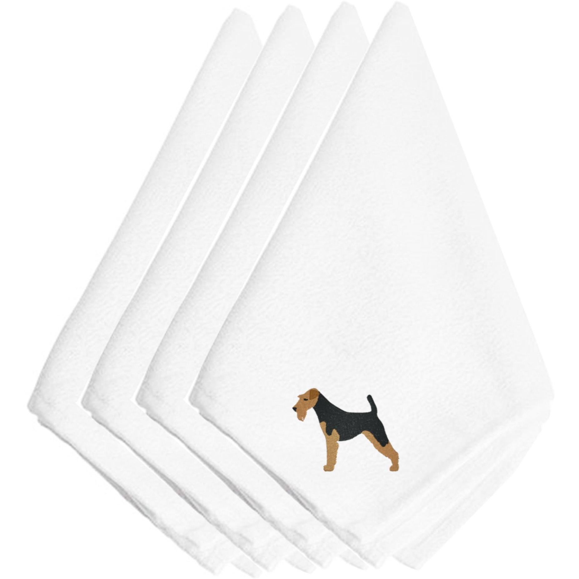 &quotCaroline's Treasures BB3457NPKE Airedale Terrier Embroidered Napkins (Set of 4), 20"", Multicolor"