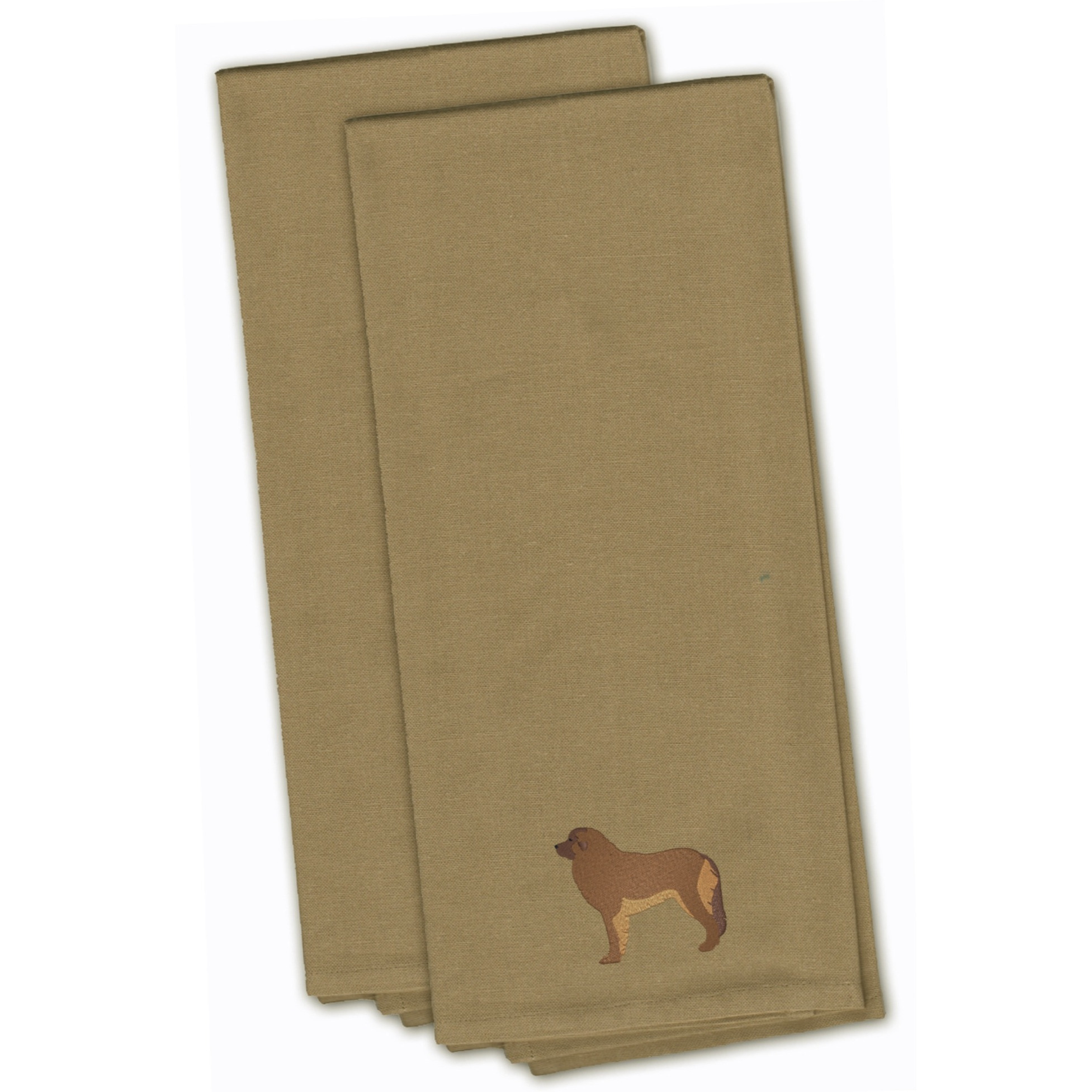 &quotCaroline's Treasures BB3458TNTWE Leonberger Tan Embroidered Kitchen Towel (Set of 2), 28"" x 19"", Multicolor"