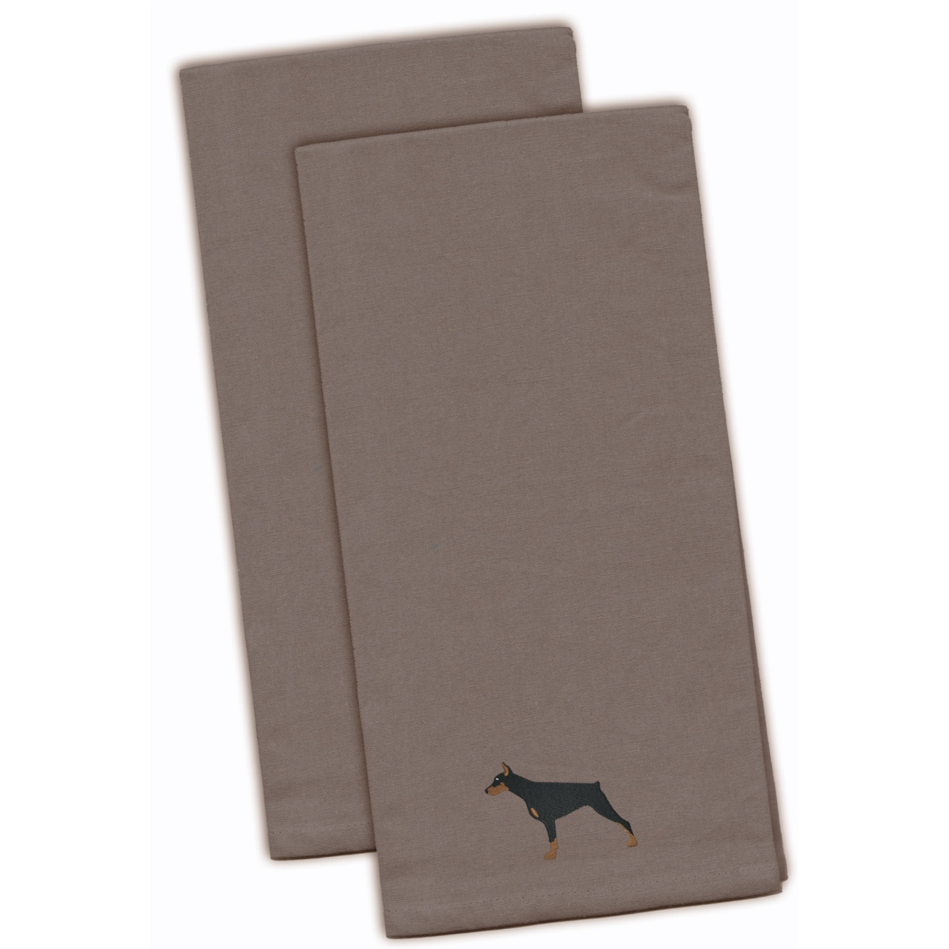 &quotCaroline's Treasures BB3460GYTWE Doberman Pinscher Gray Embroidered Kitchen Towel (Set of 2), 28"" x 19"", Multicolor"