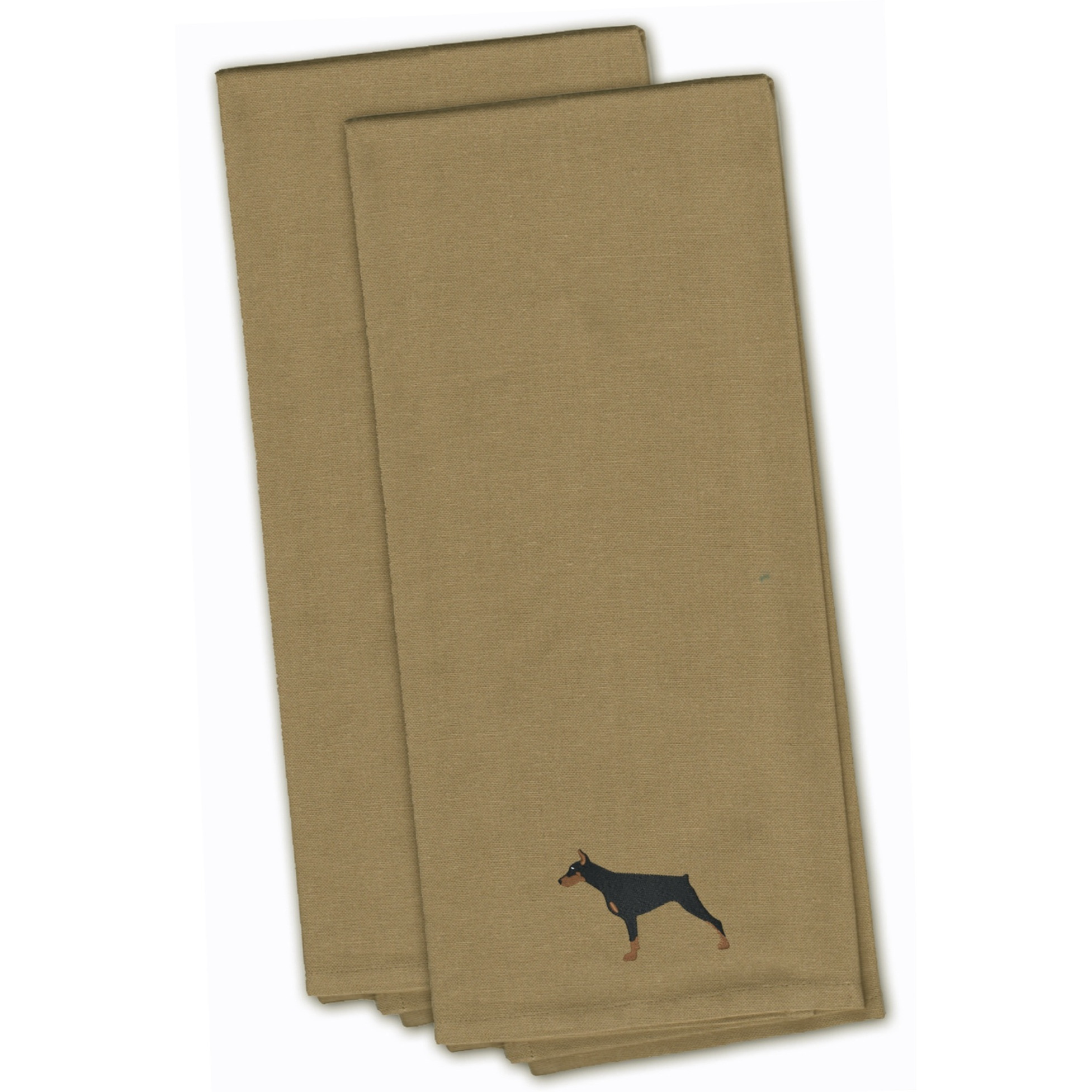 &quotCaroline's Treasures BB3460TNTWE Doberman Pinscher Tan Embroidered Kitchen Towel (Set of 2), 28"" x 19"", Multicolor"