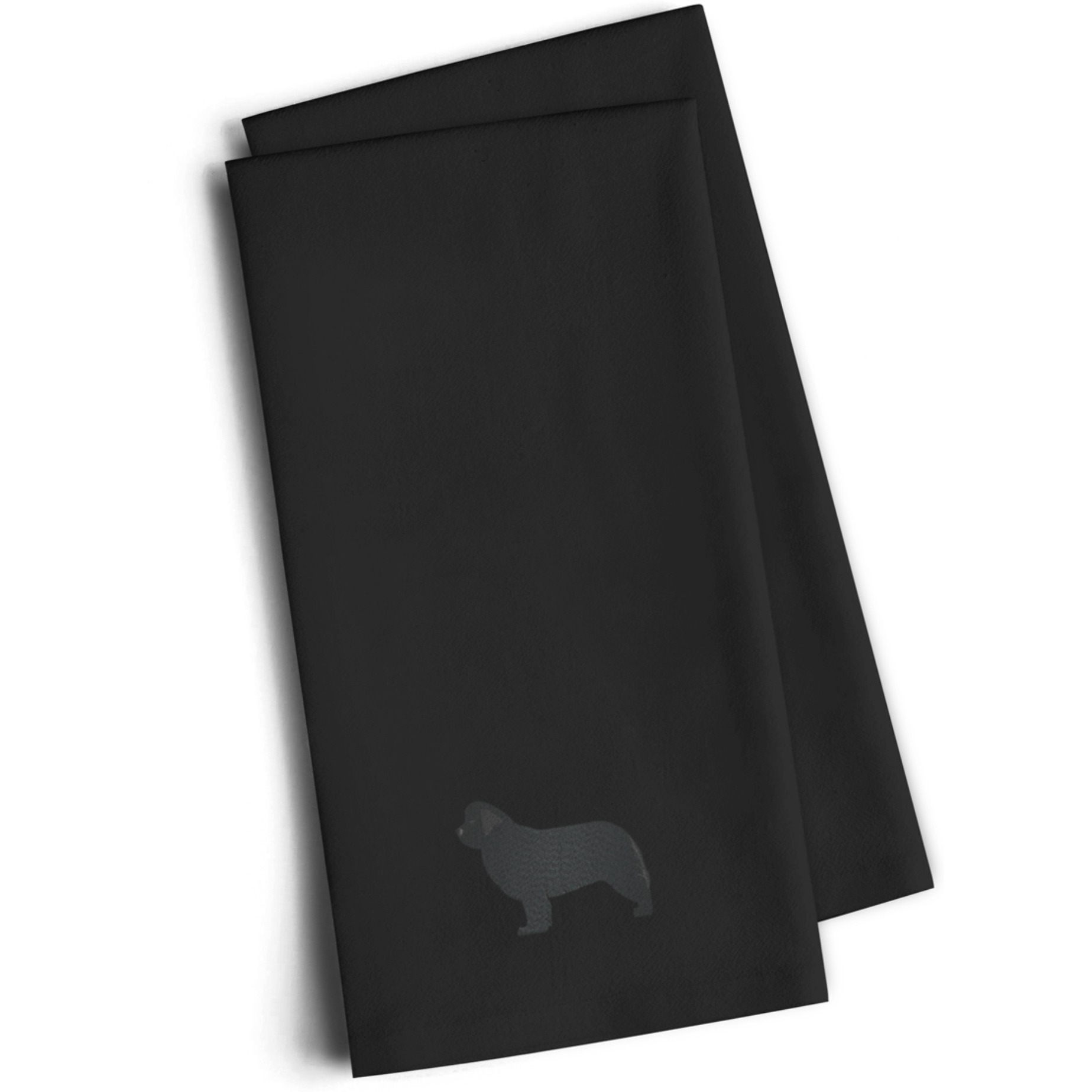 &quotCaroline's Treasures BB3464BKTWE Newfoundland Black Embroidered Kitchen Towel (Set of 2), 28"" H x 19"" W, Multicolor"