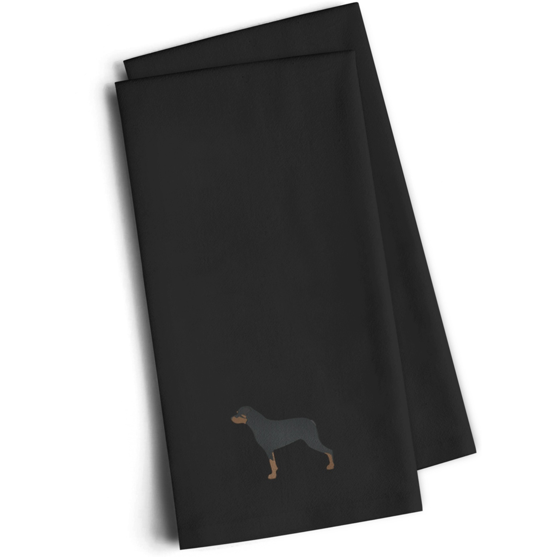 &quotCaroline's Treasures BB3466BKTWE Rottweiler Black Embroidered Kitchen Towel (Set of 2), 28"" H x 19"" W, Multicolor"