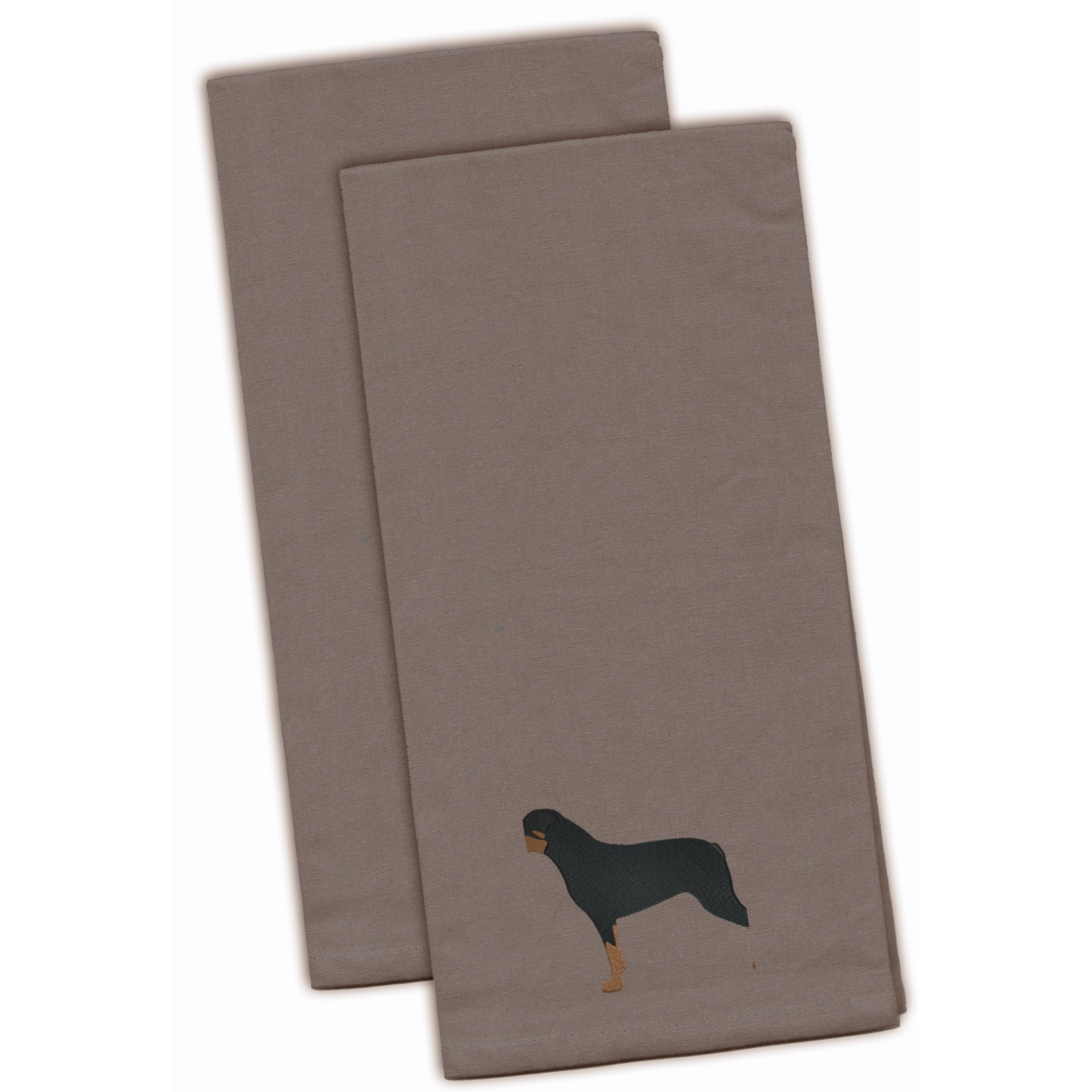 &quotCaroline's Treasures BB3466GYTWE Rottweiler Gray Embroidered Kitchen Towel (Set of 2), 28"" x 19"", Multicolor"