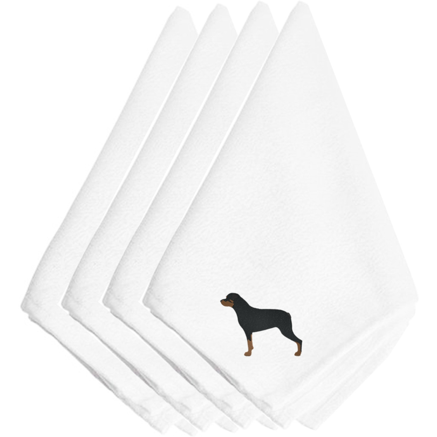 &quotCaroline's Treasures BB3466NPKE Rottweiler Embroidered Napkins (Set of 4), 20"", Multicolor"