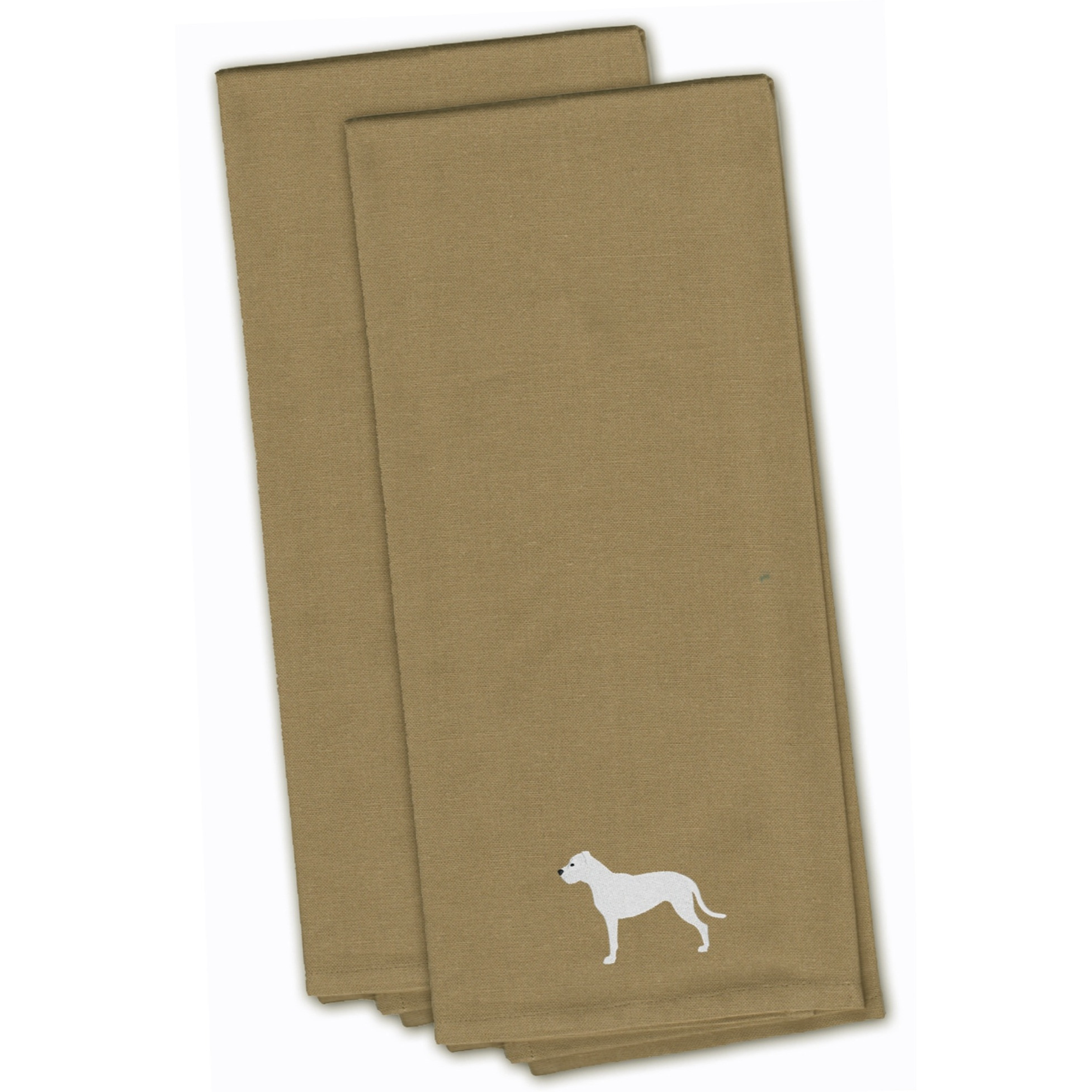 &quotCaroline's Treasures BB3467TNTWE Dogo Argentino Tan Embroidered Kitchen Towel (Set of 2), 28"" x 19"", Multicolor"