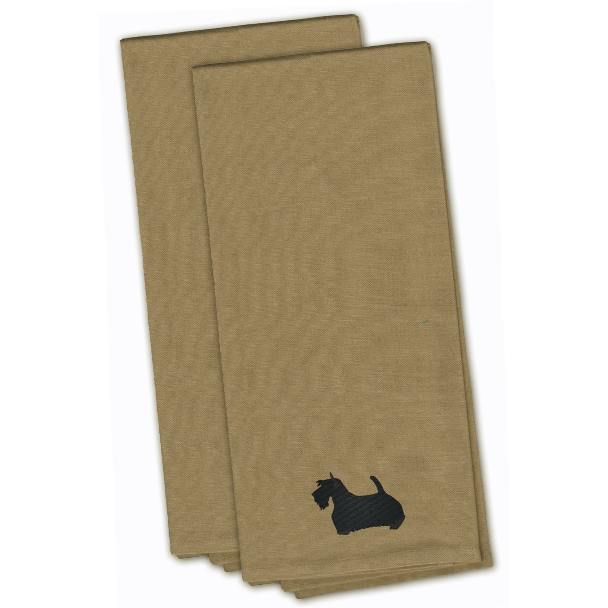 &quotCaroline's Treasures BB3469TNTWE Scottish Terrier Tan Embroidered Kitchen Towel (Set of 2), 28"" x 19"", Multicolor"
