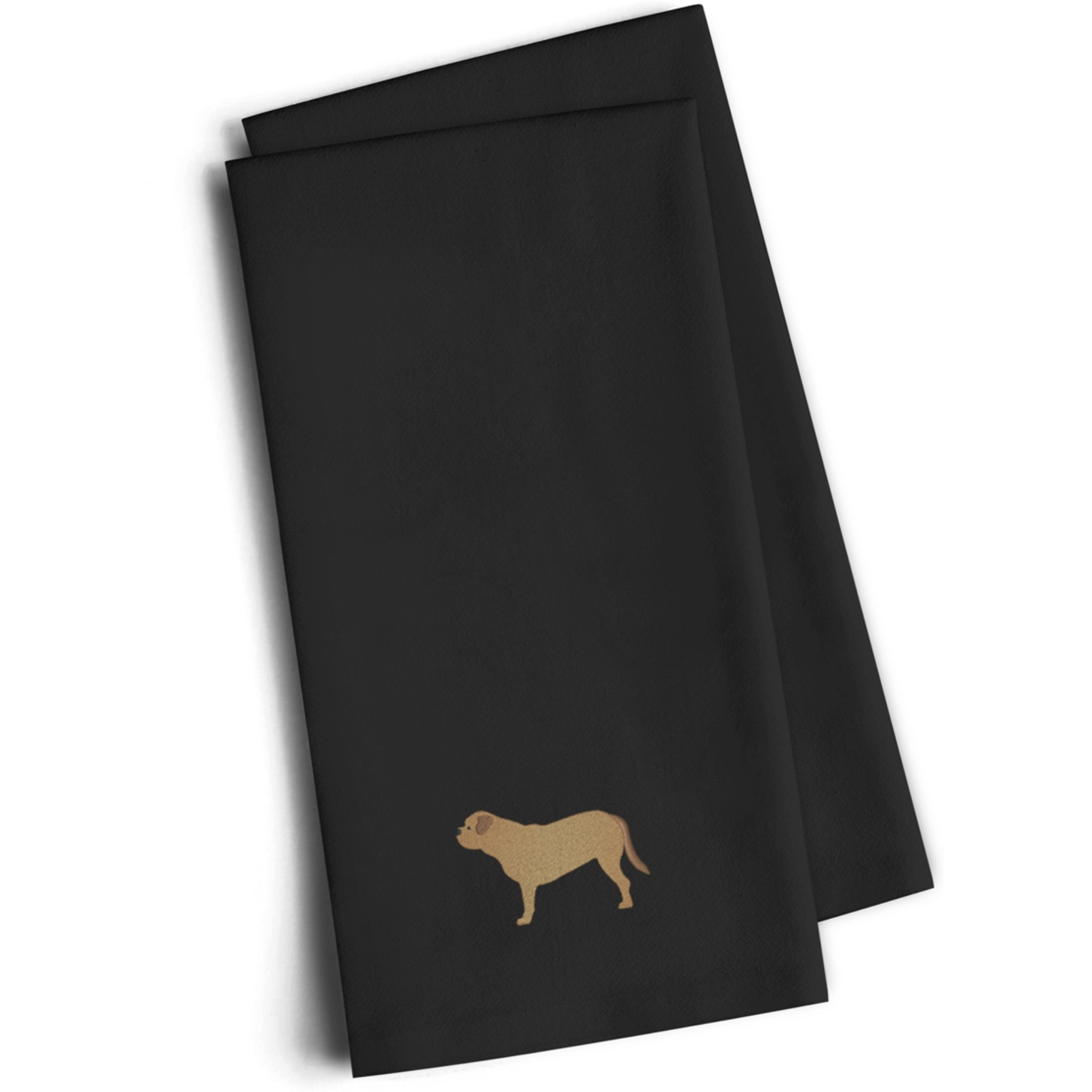 &quotCaroline's Treasures BB3470BKTWE Dogue de Bordeaux Black Embroidered Kitchen Towel (Set of 2), 28"" H x 19"" W, Multicolor"