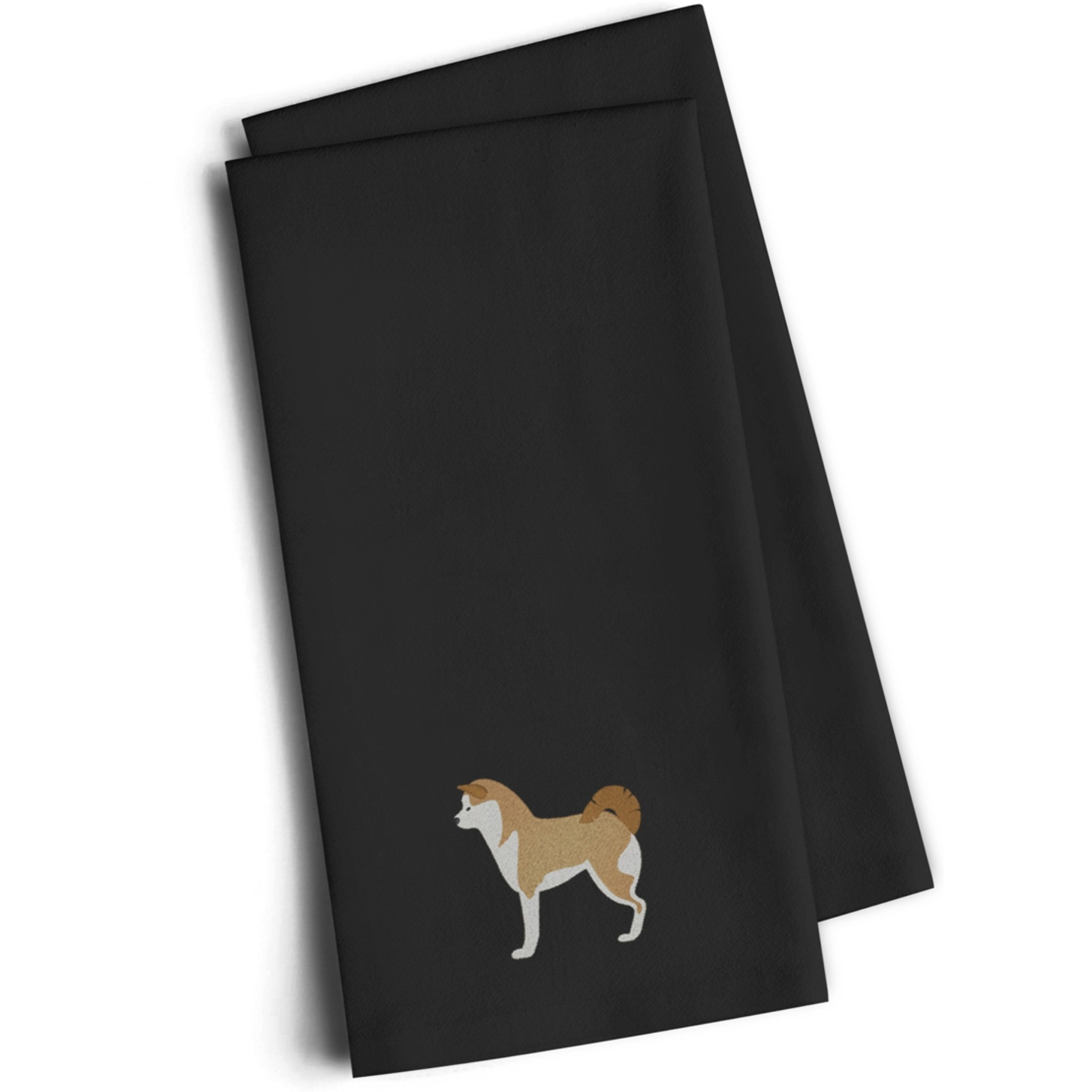 &quotCaroline's Treasures BB3472BKTWE Akita Black Embroidered Kitchen Towel (Set of 2), 28"" H x 19"" W, Multicolor"