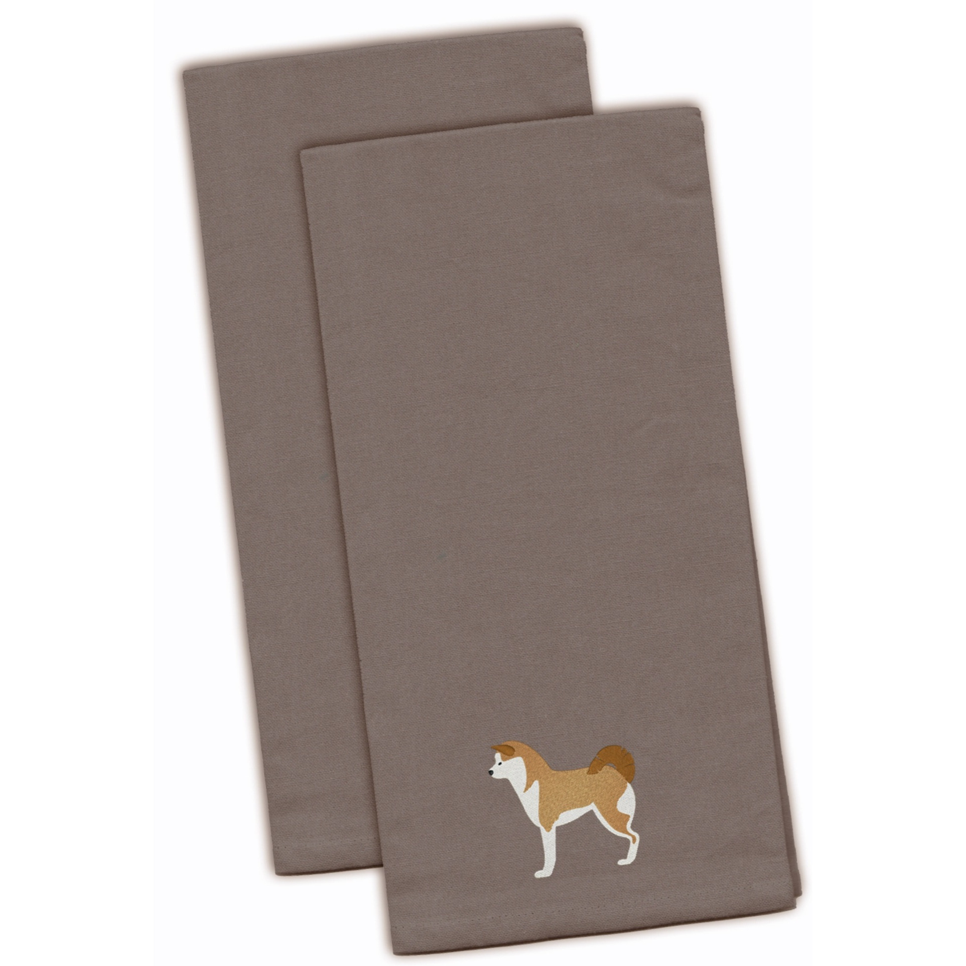 &quotCaroline's Treasures BB3472GYTWE Akita Gray Embroidered Kitchen Towel (Set of 2), 28"" x 19"", Multicolor"