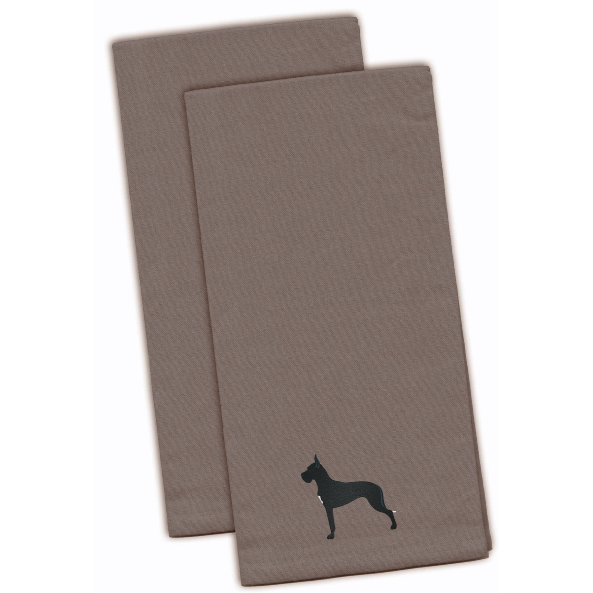 &quotCaroline's Treasures BB3475GYTWE Great Dane Gray Embroidered Kitchen Towel (Set of 2), 28"" x 19"", Multicolor"