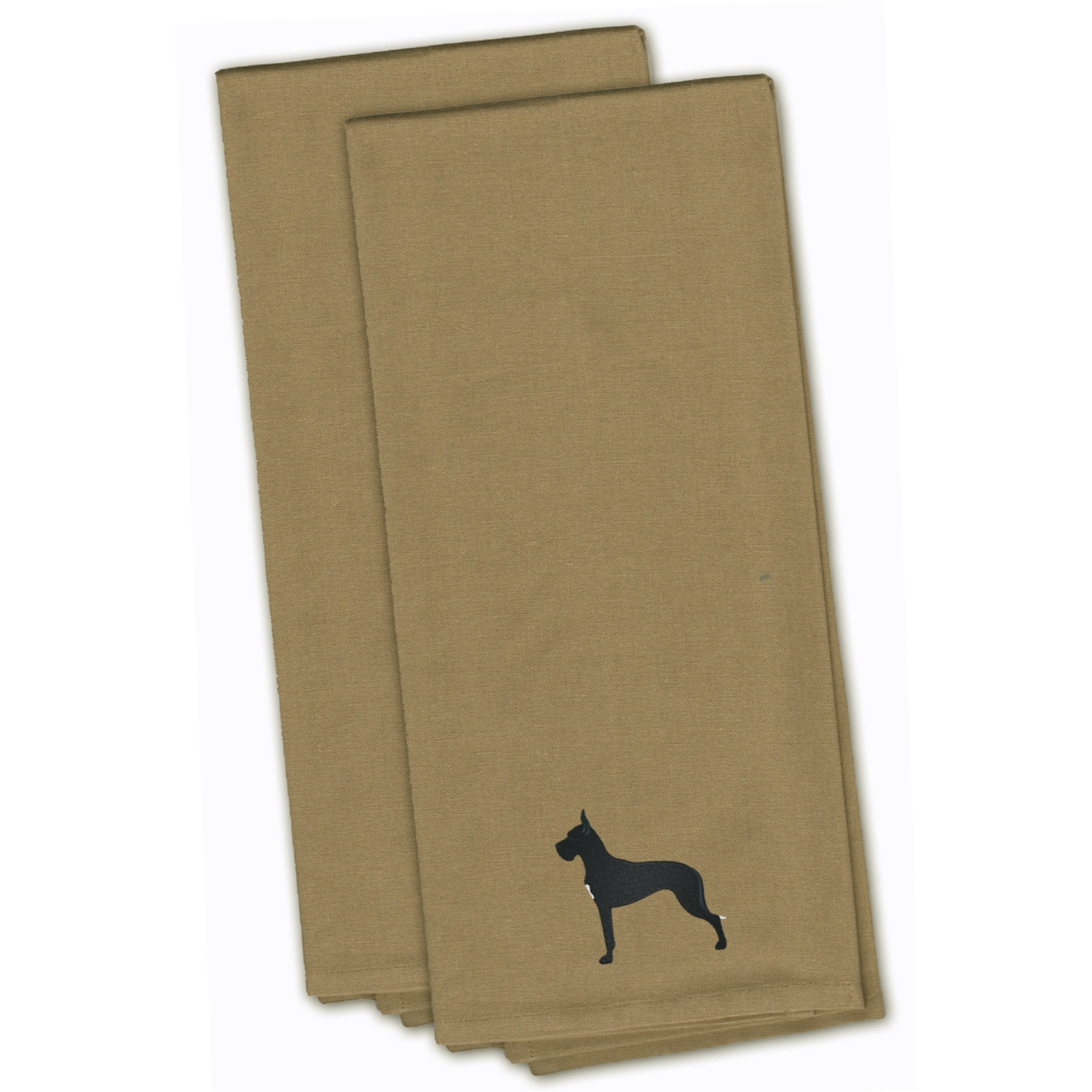 &quotCaroline's Treasures BB3475TNTWE Great Dane Tan Embroidered Kitchen Towel (Set of 2), 28"" x 19"", Multicolor"