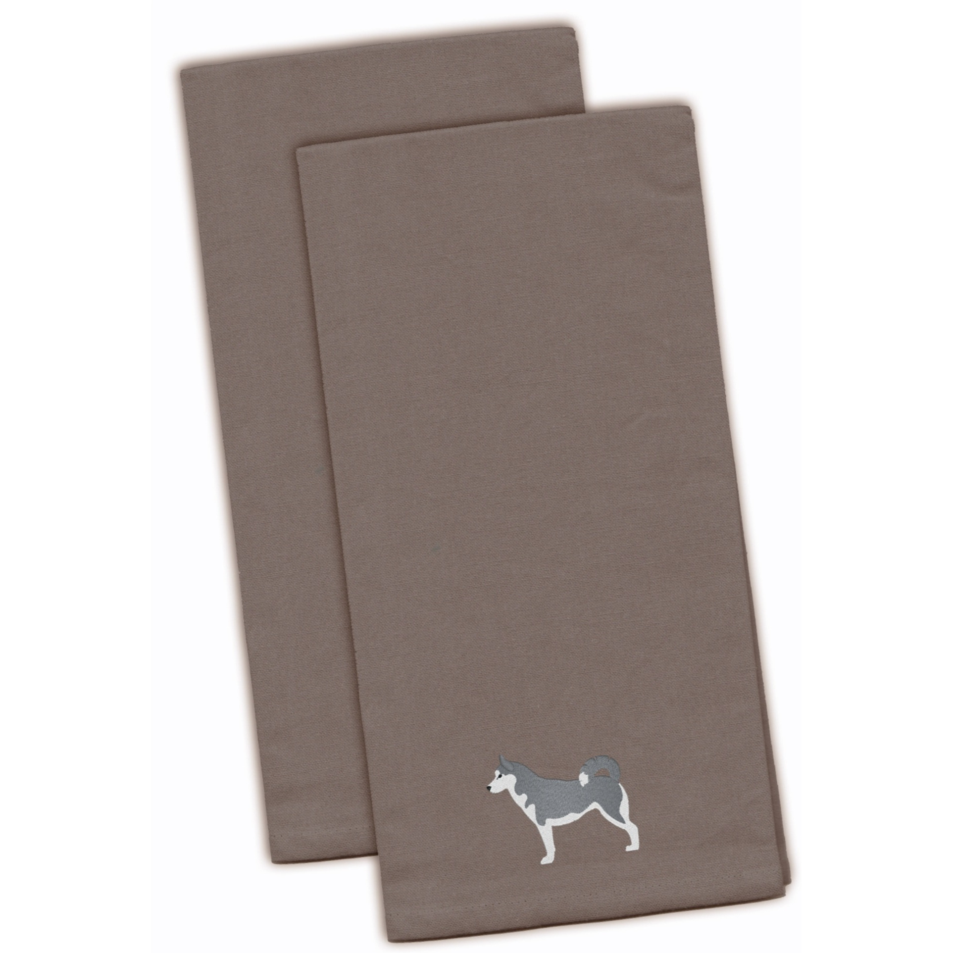 &quotCaroline's Treasures BB3480GYTWE Siberian Husky Gray Embroidered Kitchen Towel (Set of 2), 28"" x 19"", Multicolor"
