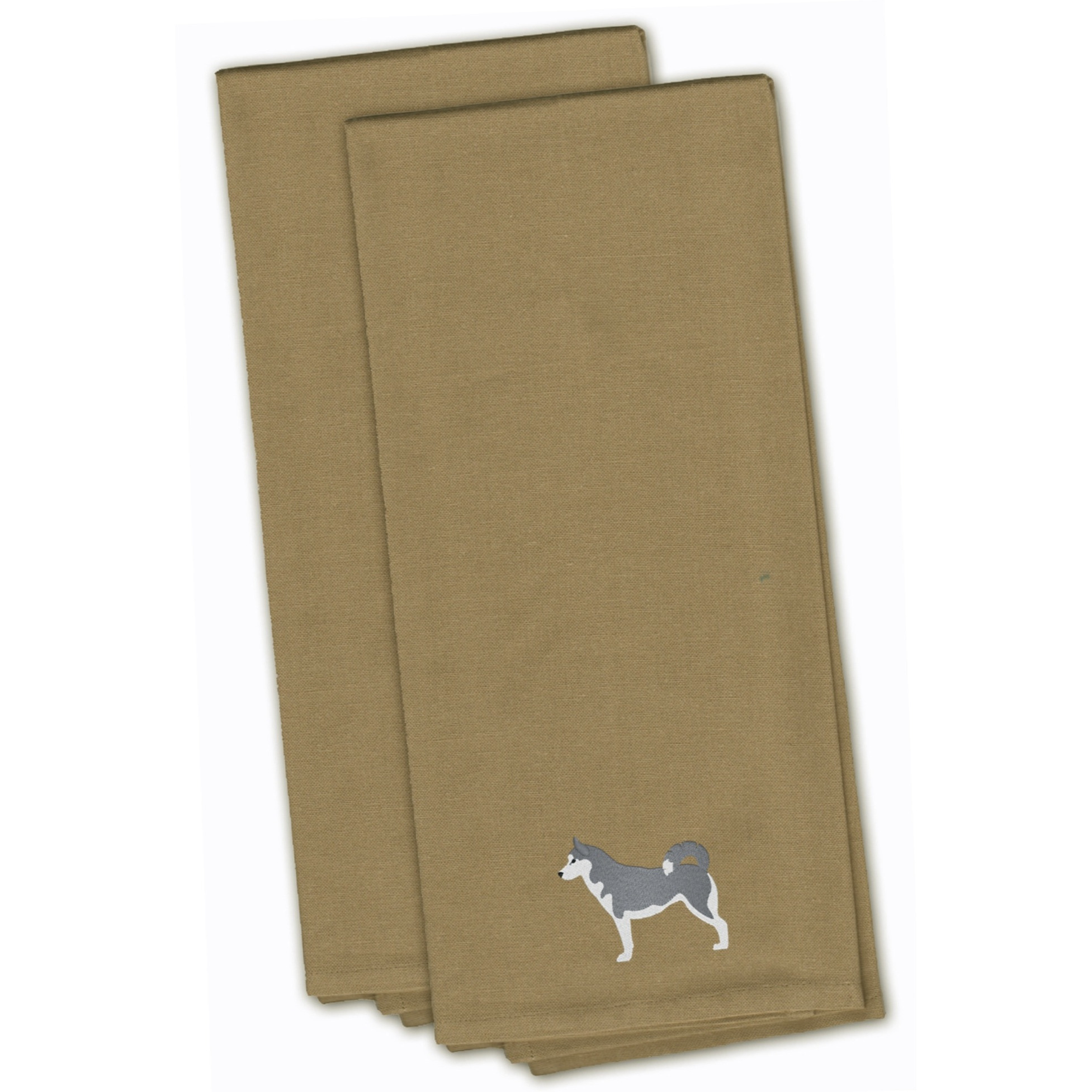 &quotCaroline's Treasures BB3480TNTWE Siberian Husky Tan Embroidered Kitchen Towel (Set of 2), 28"" x 19"", Multicolor"