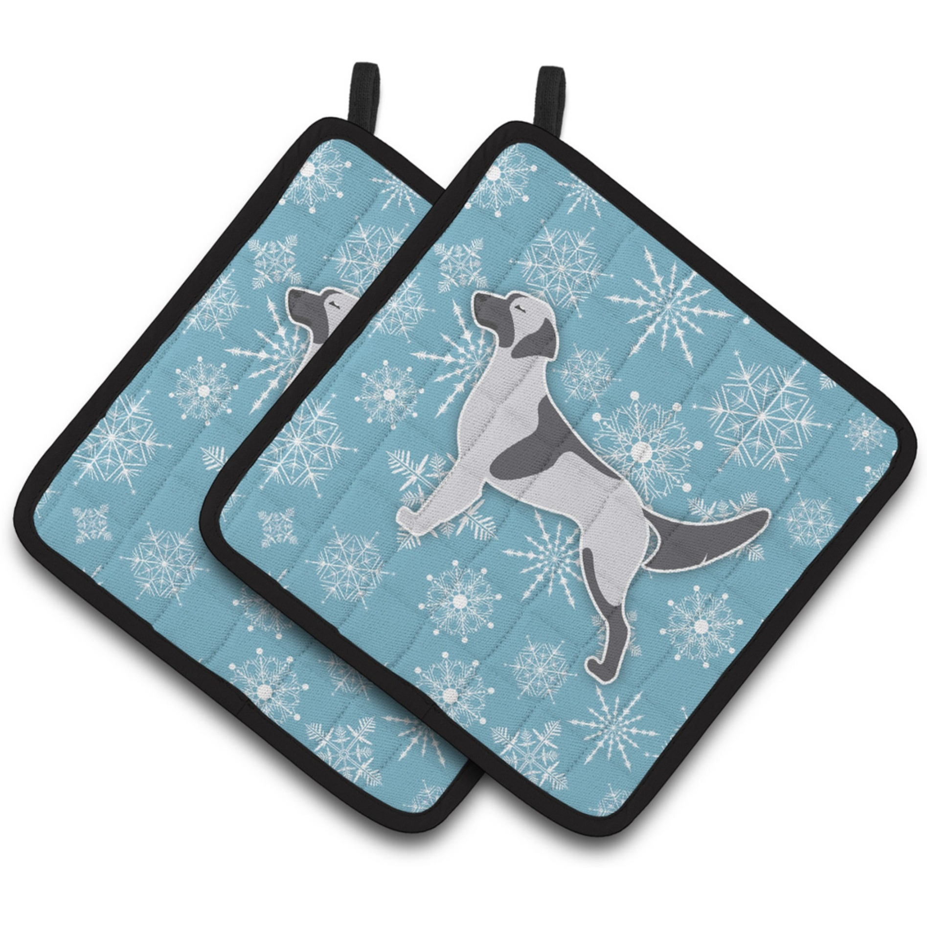 &quotCaroline's Treasures Winter Snowflake English Setter Pair of Pot Holders BB3481PTHD, 7.5HX7.5W, Multicolor"