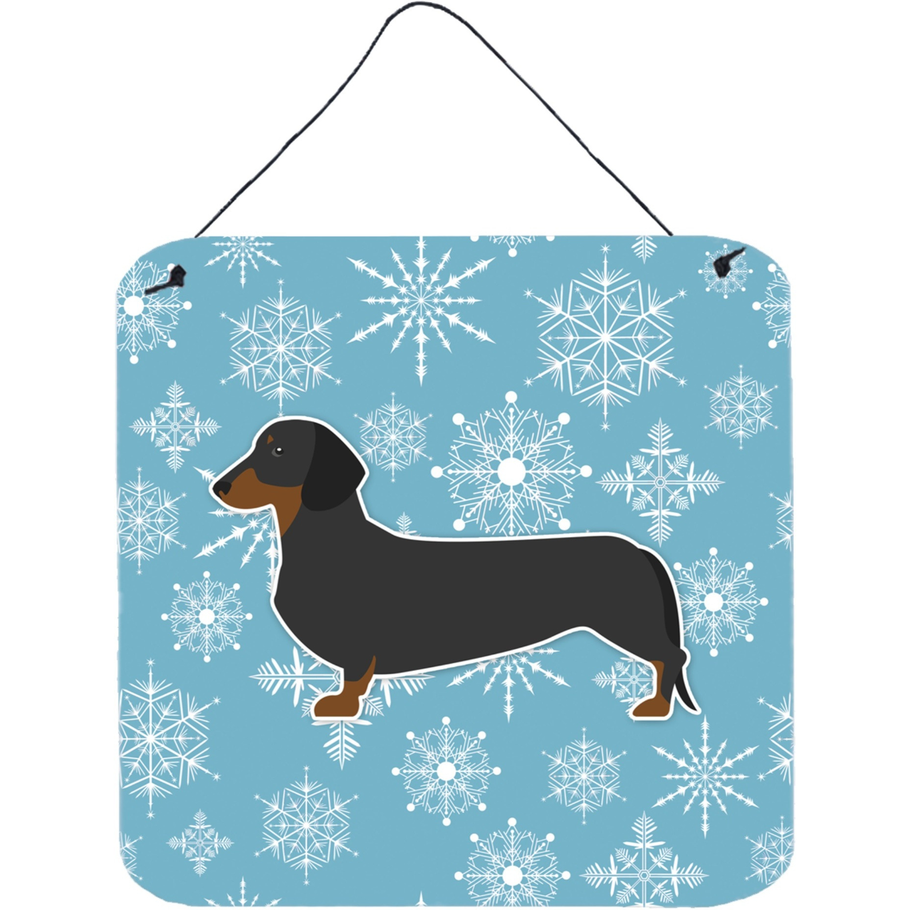 &quotCaroline's Treasures Winter Snowflake Dachshund Wall or Door Hanging Prints BB3482DS66, 6"" x 6"", Multicolor"