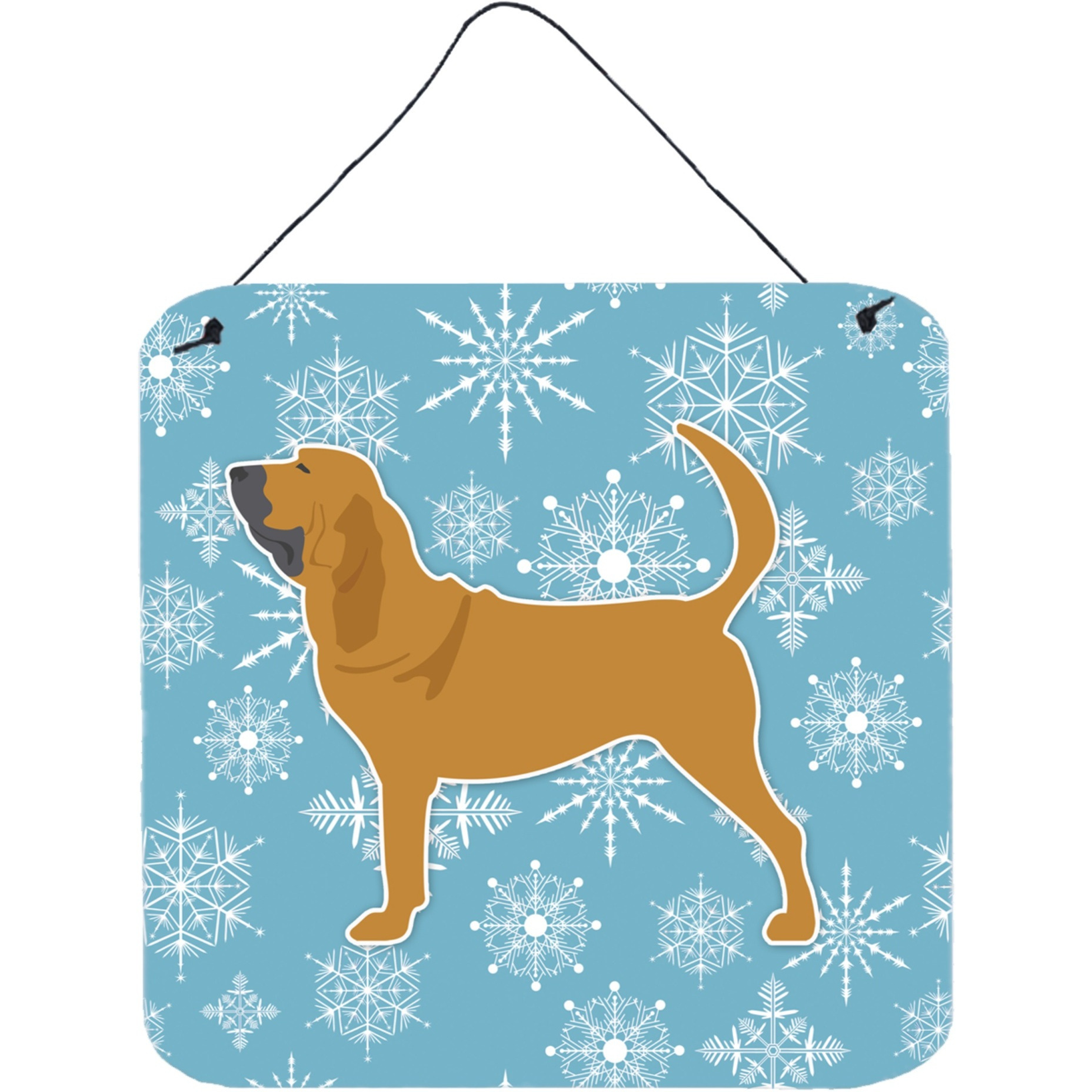 &quotCaroline's Treasures Winter Snowflake Bloodhound Wall or Door Hanging Prints BB3484DS66, 6"" x 6"", Multicolor"