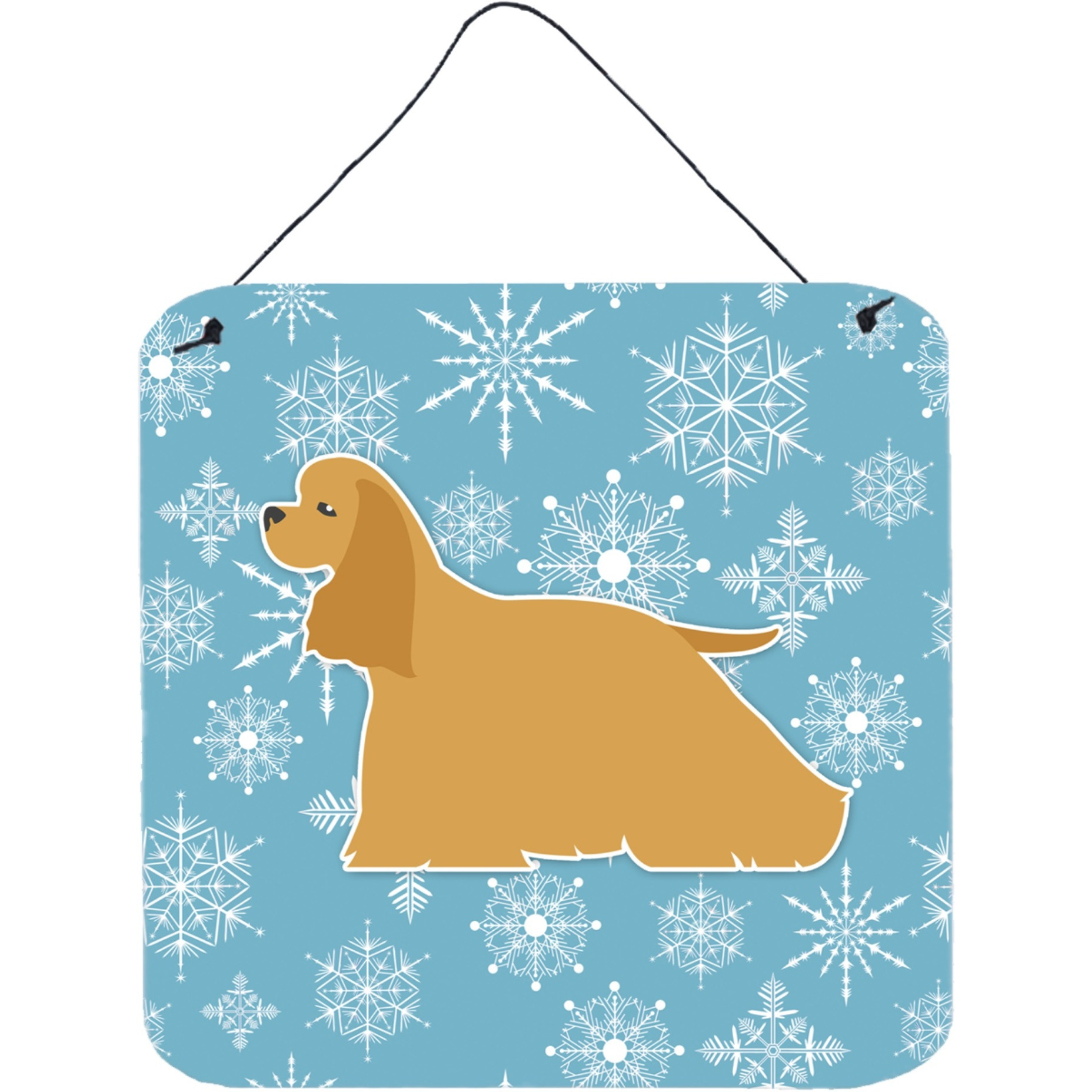 &quotCaroline's Treasures Winter Snowflake Cocker Spaniel Wall or Door Hanging Prints BB3486DS66, 6"" x 6"", Multicolor"