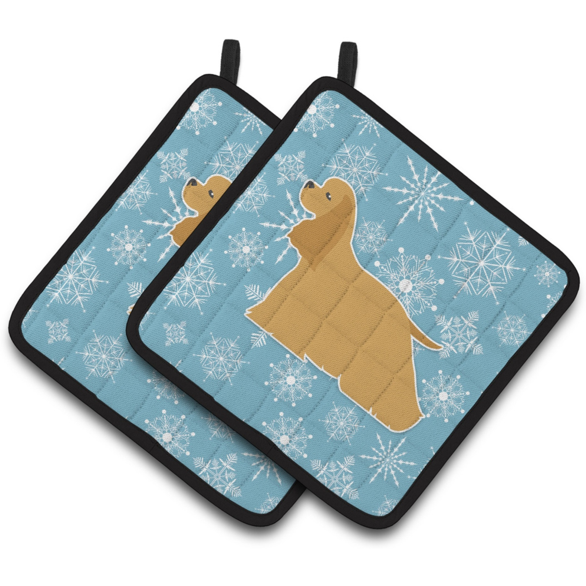 &quotCaroline's Treasures Winter Snowflake Cocker Spaniel Pair of Pot Holders BB3486PTHD, 7.5HX7.5W, Multicolor"