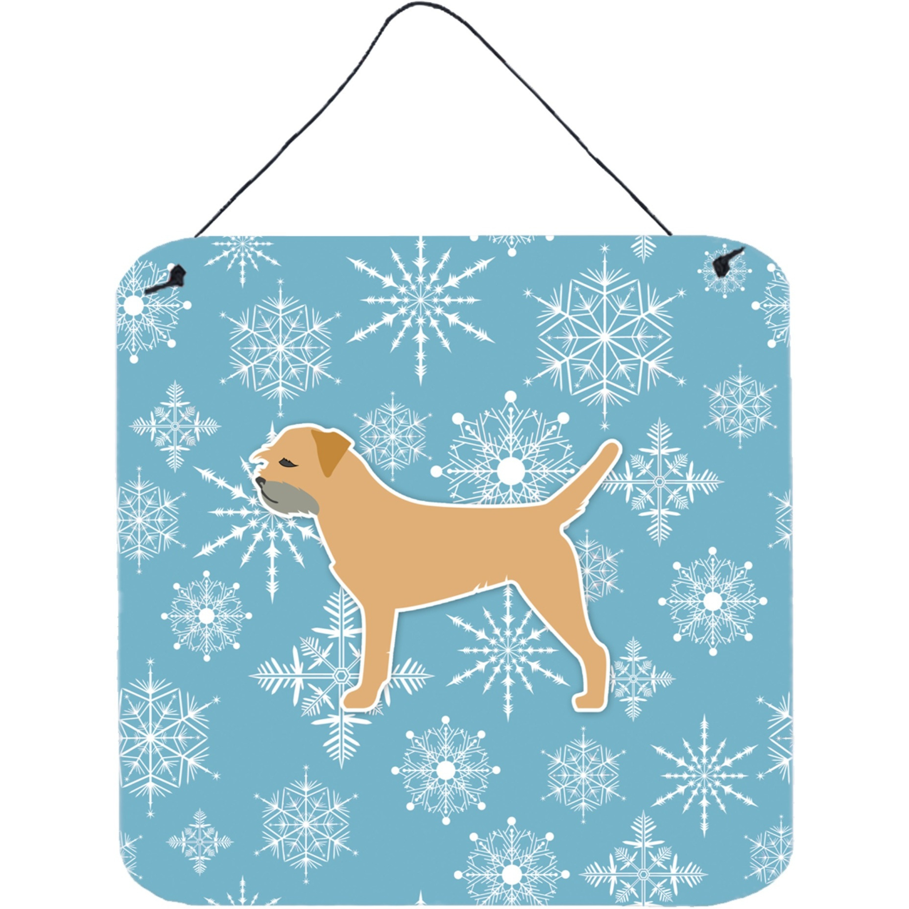 &quotCaroline's Treasures Winter Snowflake Border Terrier Wall or Door Hanging Prints BB3489DS66, 6"" x 6"", Multicolor"