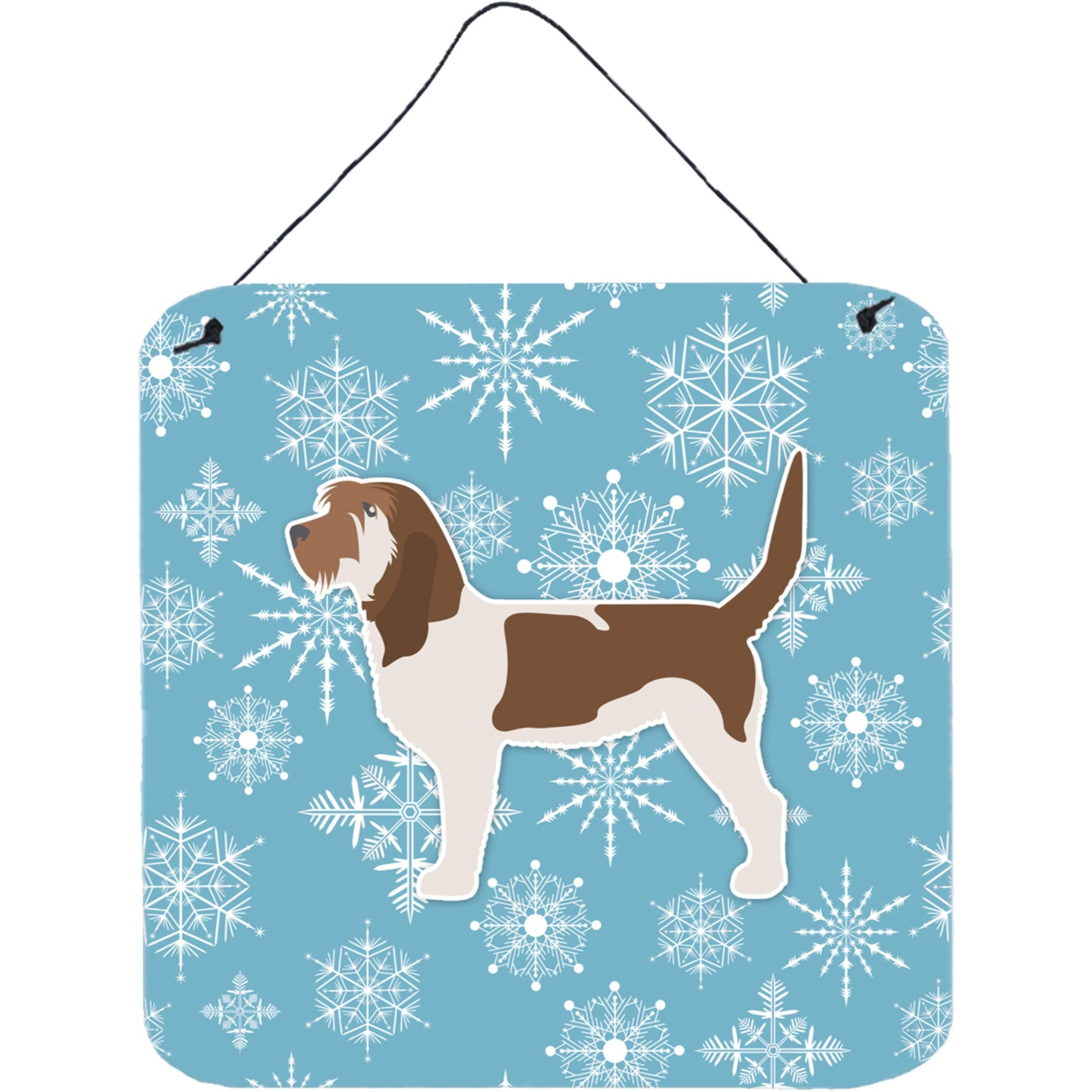 &quotCaroline's Treasures Winter Snowflake Grand Basset Griffon Vendeen Wall or Door Hanging Prints BB3490DS66, 6"" x 6"", Multicolor"