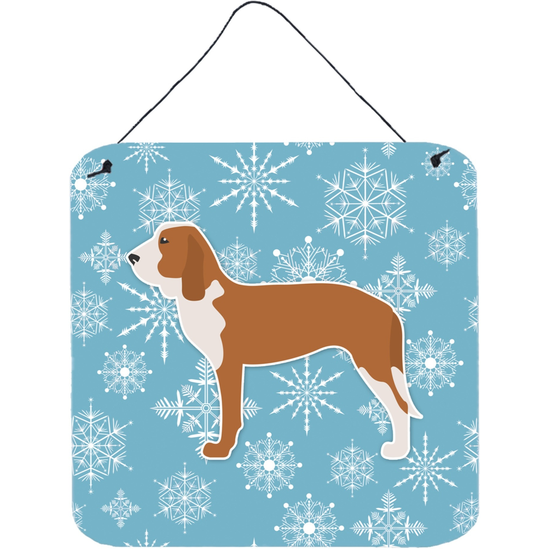 &quotCaroline's Treasures Winter Snowflake Spanish Hound Wall or Door Hanging Prints BB3491DS66, 6"" x 6"", Multicolor"