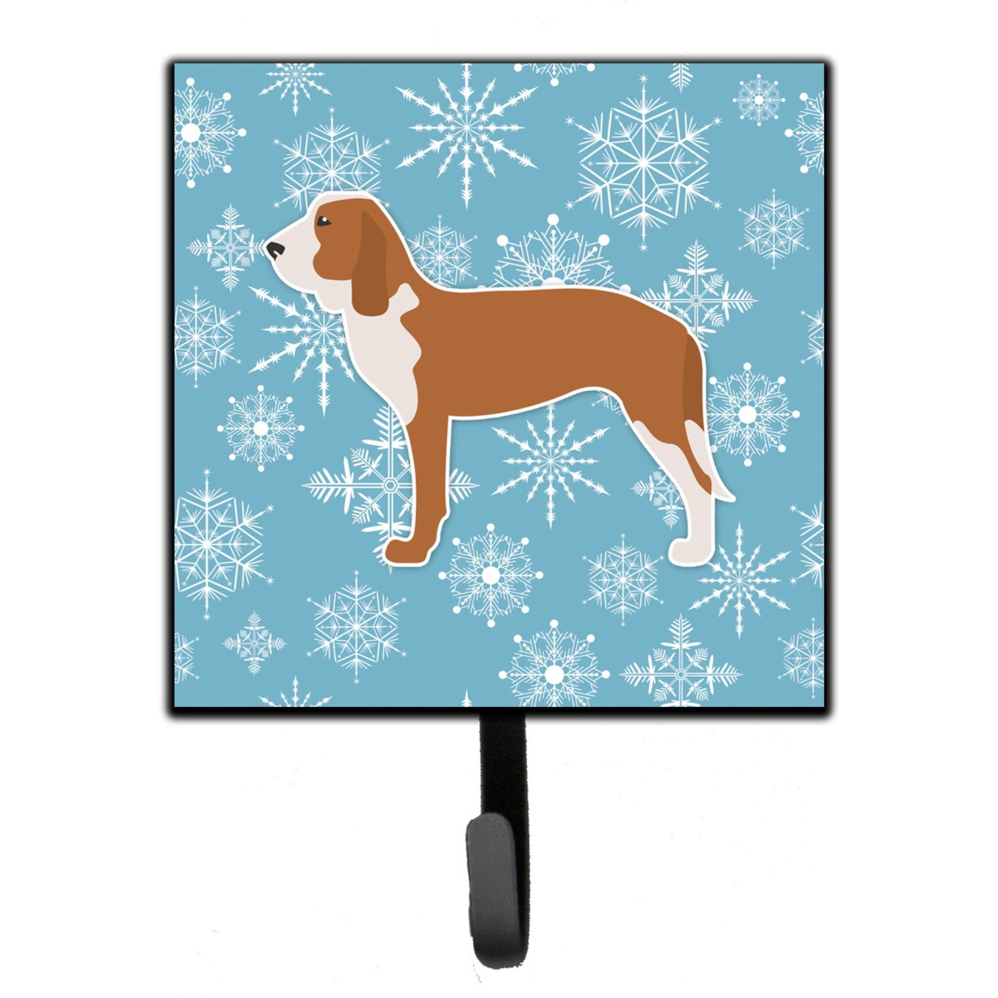 &quotCaroline's Treasures Winter Snowflake Spanish Hound Leash or Key Holder BB3491SH4, Small, Multicolor"