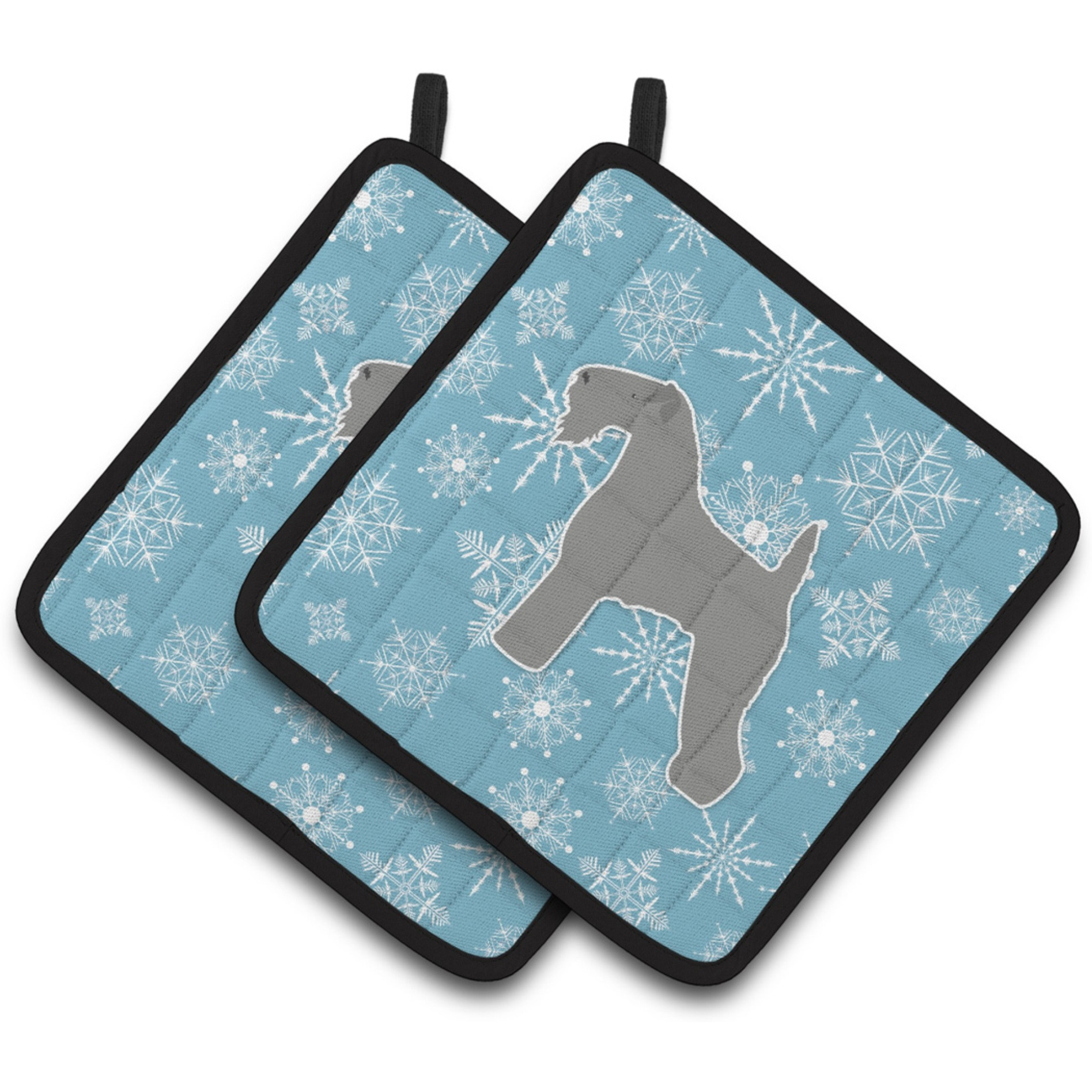 &quotCaroline's Treasures Winter Snowflake Kerry Blue Terrier Pair of Pot Holders BB3492PTHD, 7.5HX7.5W, Multicolor"