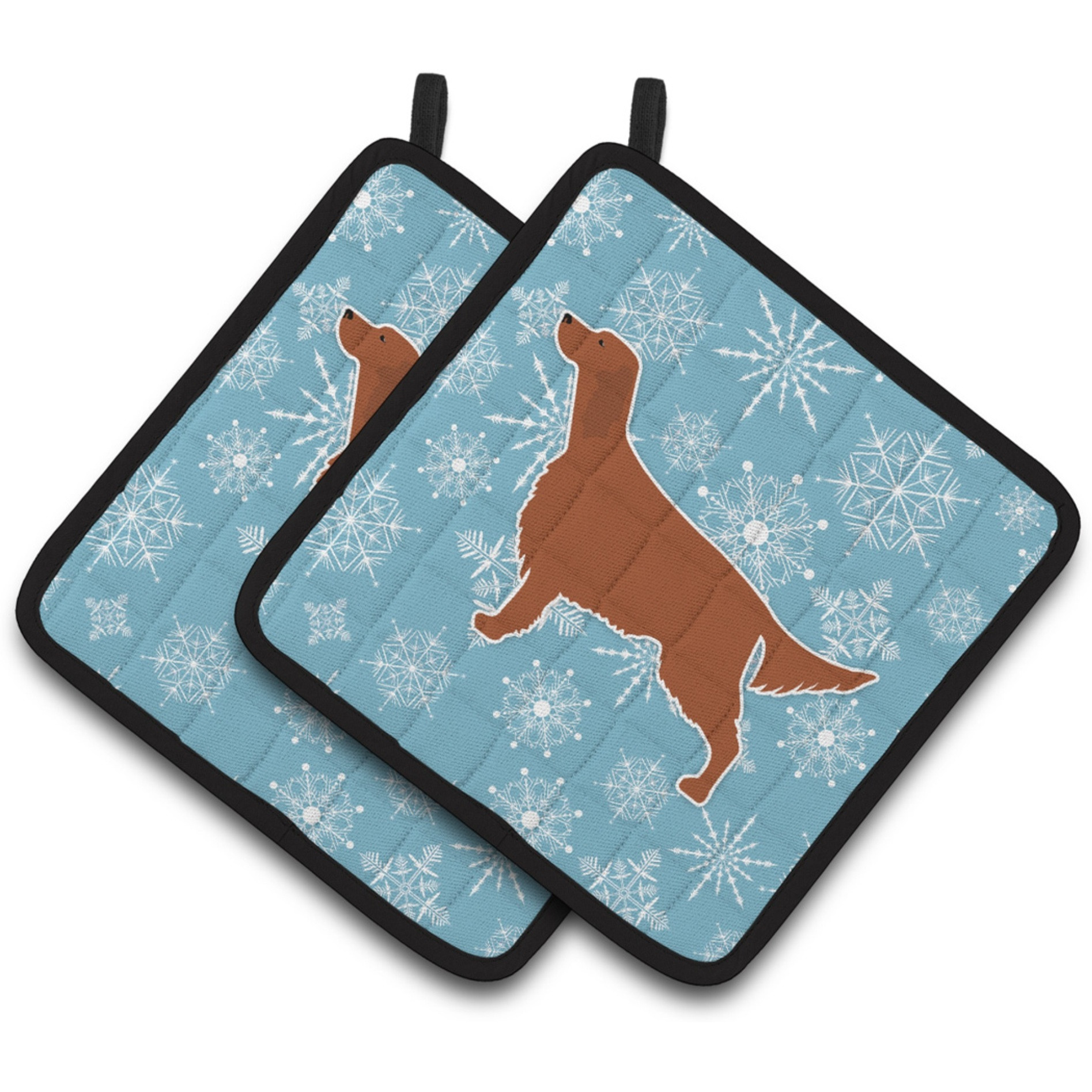 &quotCaroline's Treasures Winter Snowflake Irish Setter Pair of Pot Holders BB3493PTHD, 7.5HX7.5W, Multicolor"