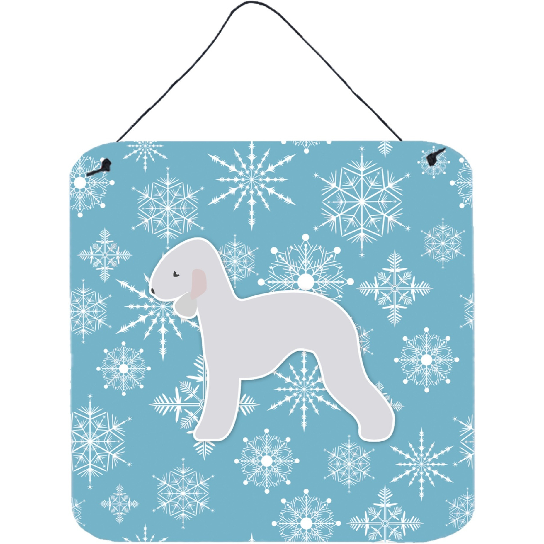 &quotCaroline's Treasures Winter Snowflake Bedlington Terrier Wall or Door Hanging Prints BB3494DS66, 6"" x 6"", Multicolor"