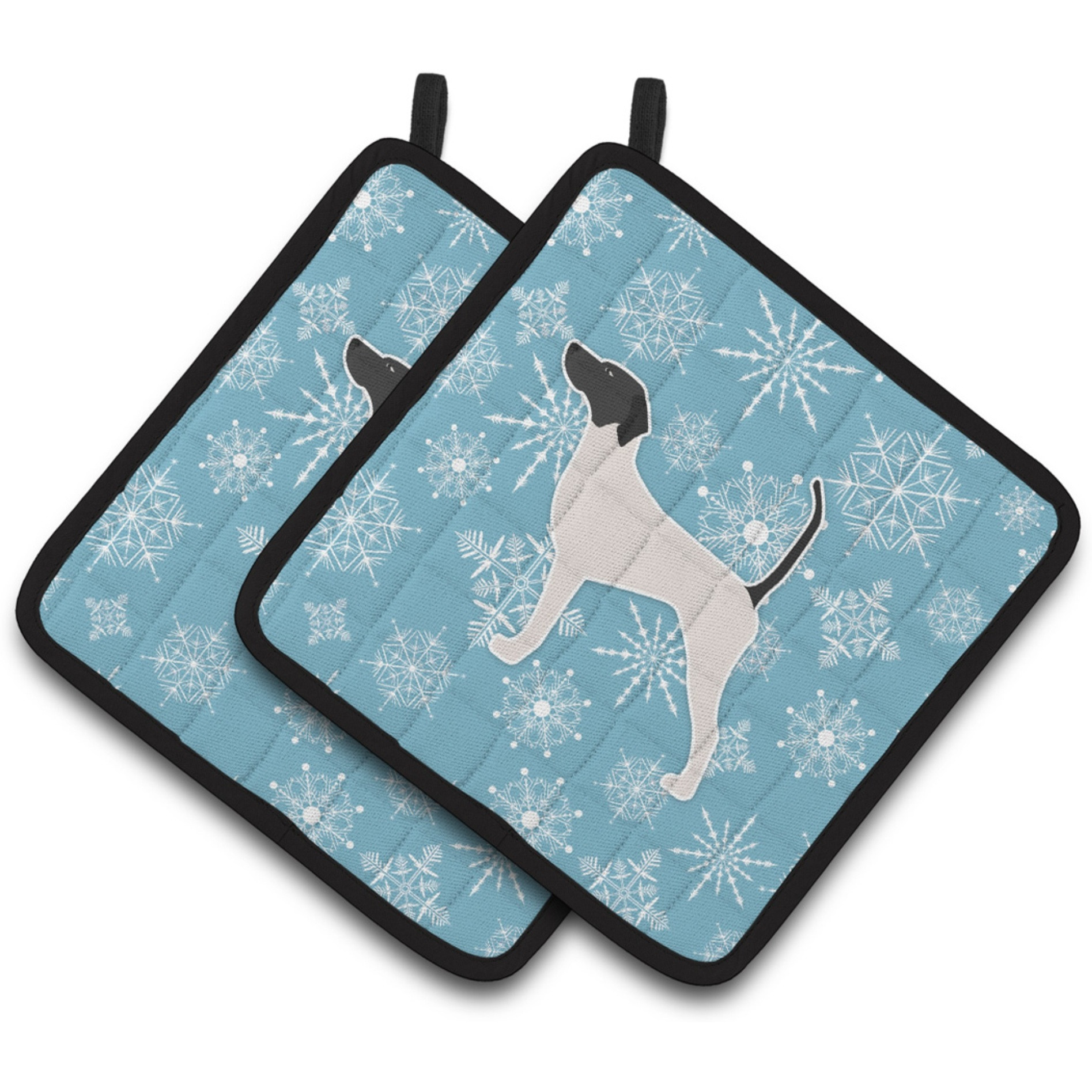 &quotCaroline's Treasures Winter Snowflake English Pointer Pair of Pot Holders BB3495PTHD, 7.5HX7.5W, Multicolor"
