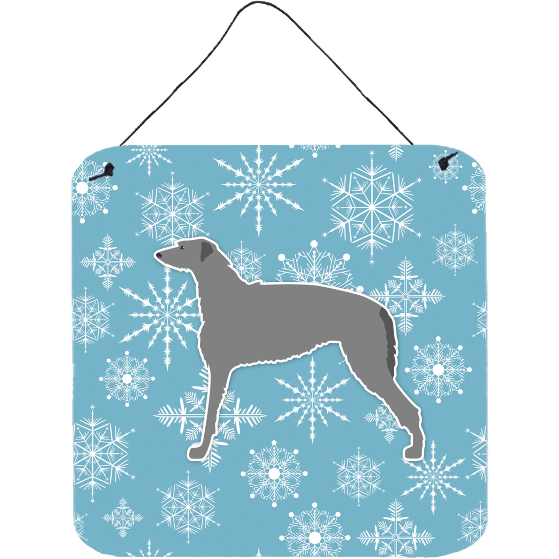 &quotCaroline's Treasures Winter Snowflake Scottish Deerhound Wall or Door Hanging Prints BB3496DS66, 6"" x 6"", Multicolor"