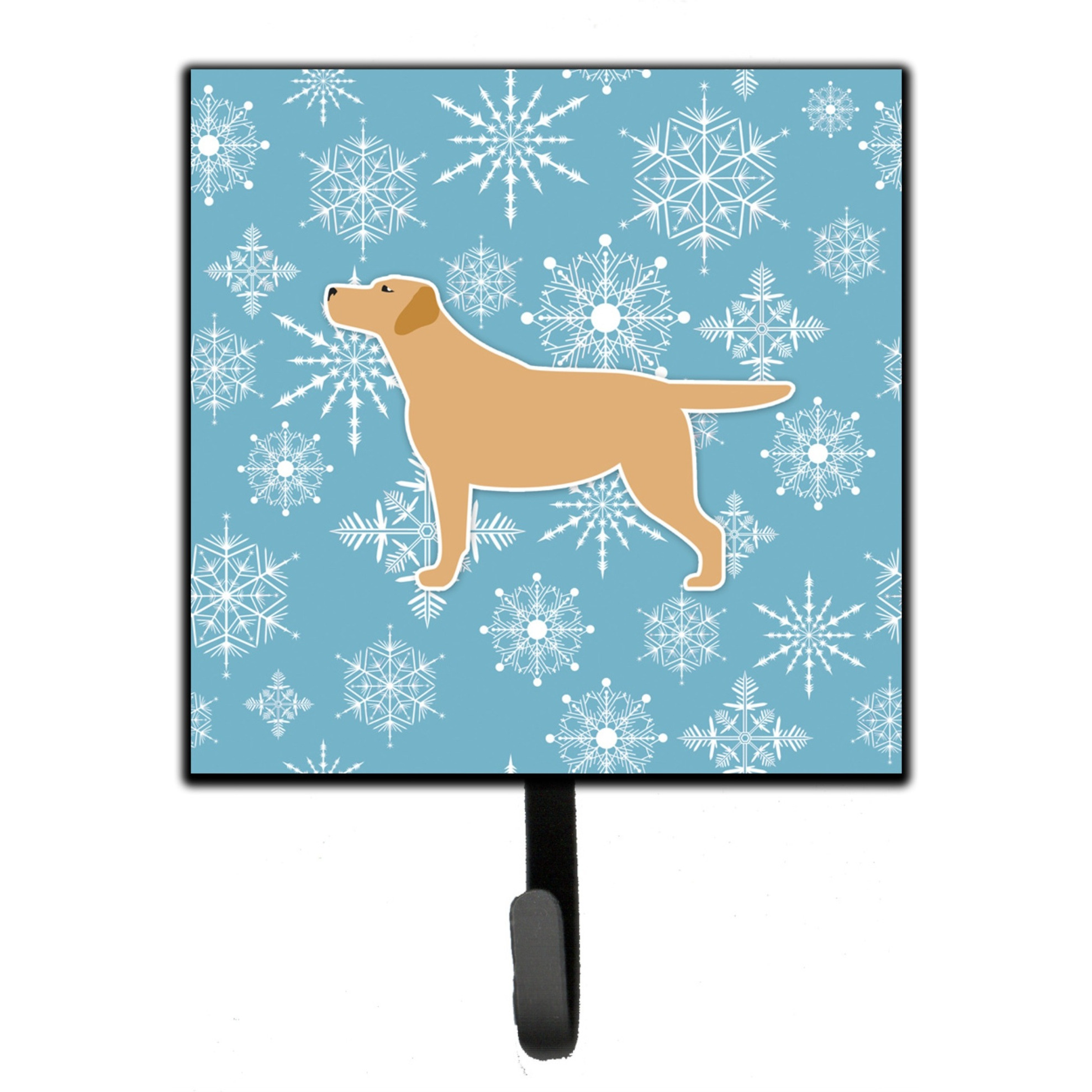 &quotCaroline's Treasures Winter Snowflake Yellow Labrador Retriever Leash or Key Holder BB3497SH4, Small, Multicolor"