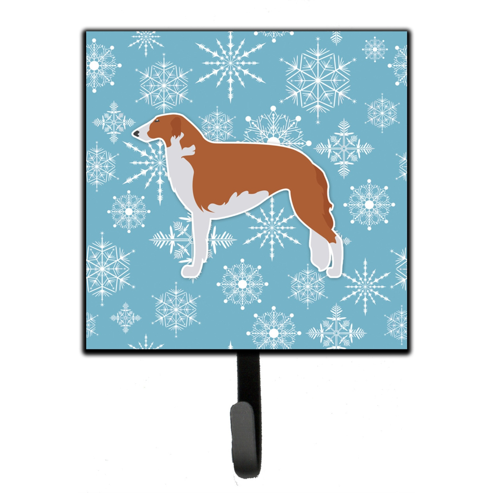 &quotCaroline's Treasures Winter Snowflake Borzoi Russian Greyhound Leash or Key Holder BB3499SH4, Small, Multicolor"
