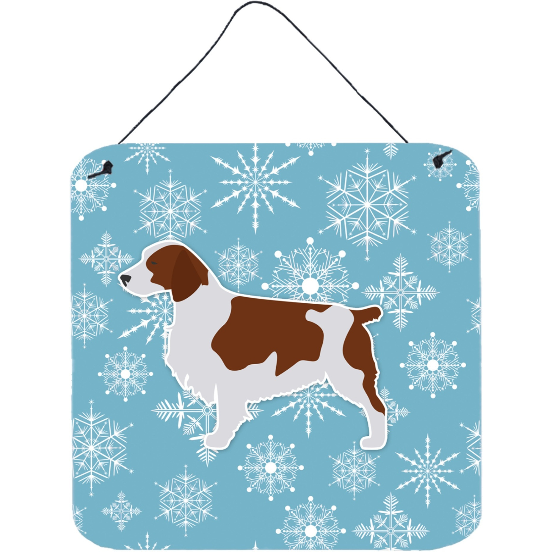 &quotCaroline's Treasures Winter Snowflake Welsh Springer Spaniel Wall or Door Hanging Prints BB3500DS66, 6"" x 6"", Multicolor"