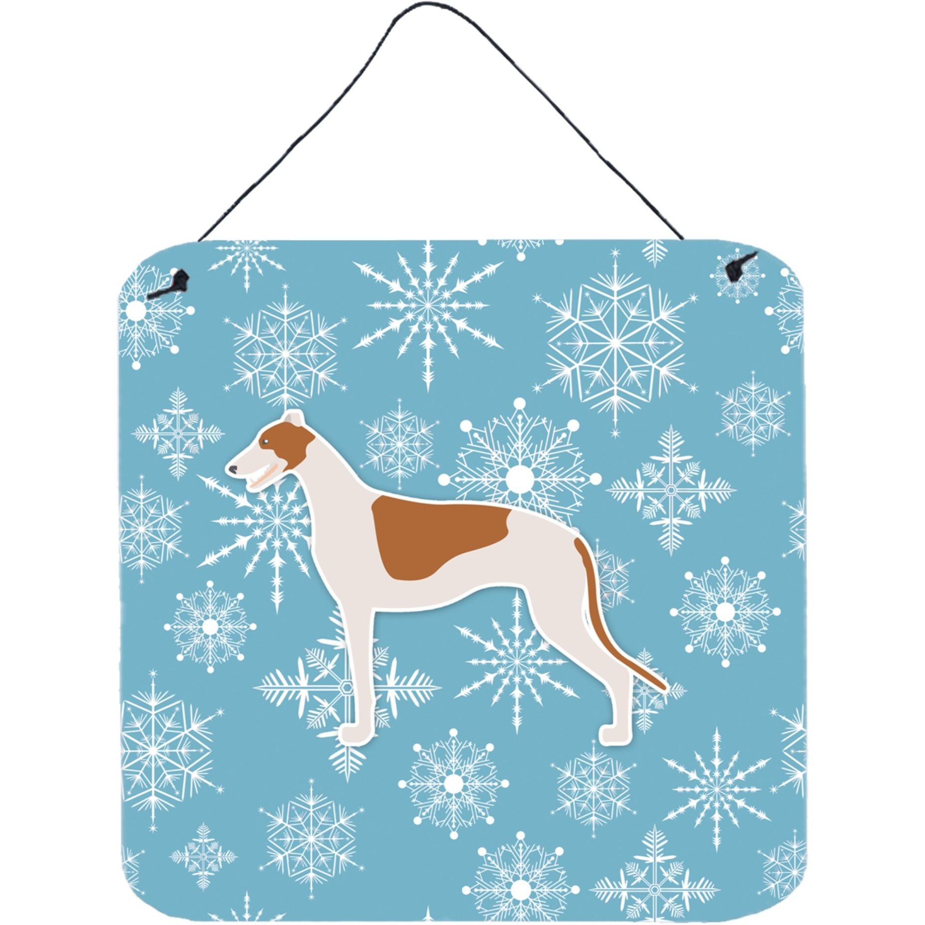 &quotCaroline's Treasures Winter Snowflake Greyhound Wall or Door Hanging Prints BB3505DS66, 6"" x 6"", Multicolor"