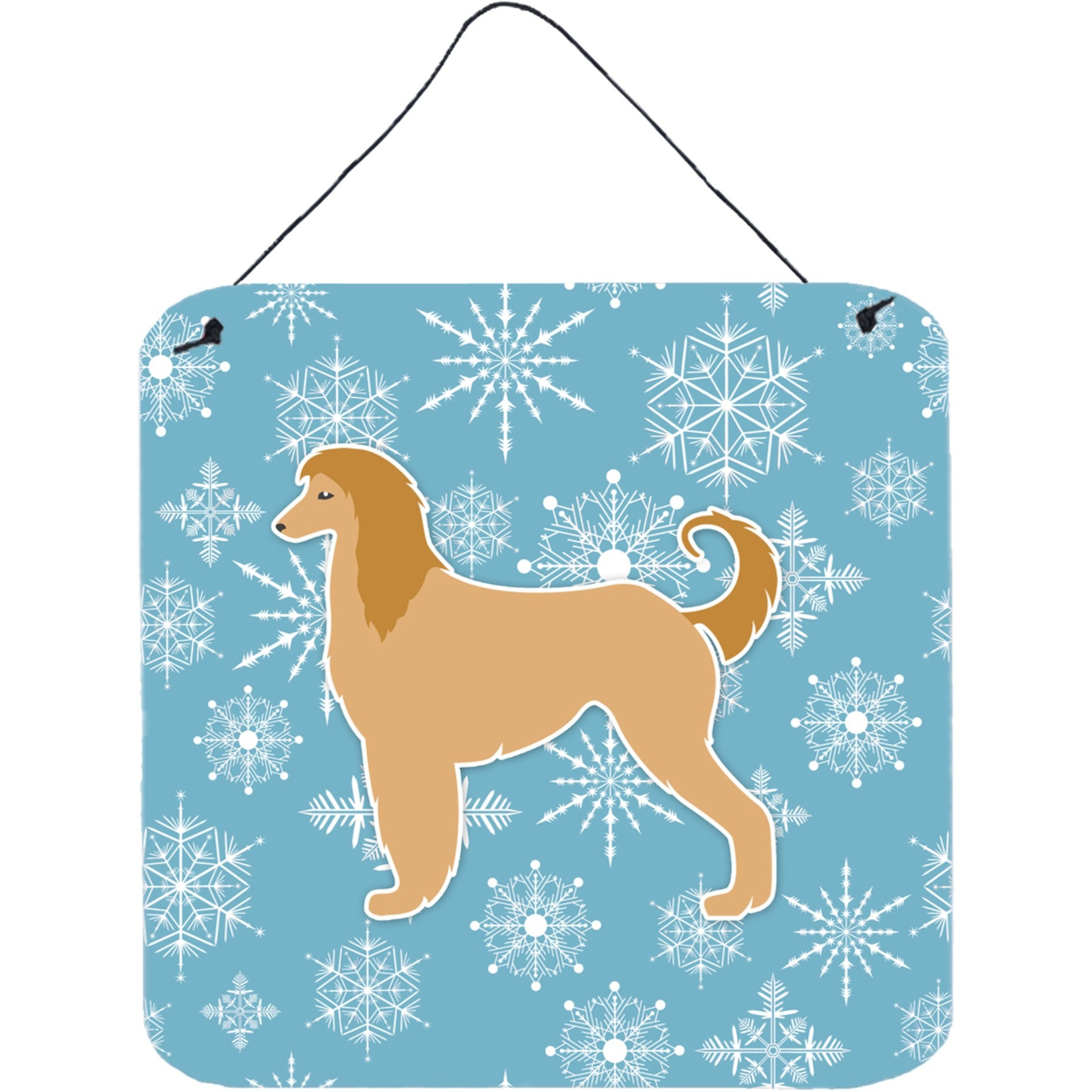 &quotCaroline's Treasures Winter Snowflake Afghan Hound Wall or Door Hanging Prints BB3506DS66, 6"" x 6"", Multicolor"