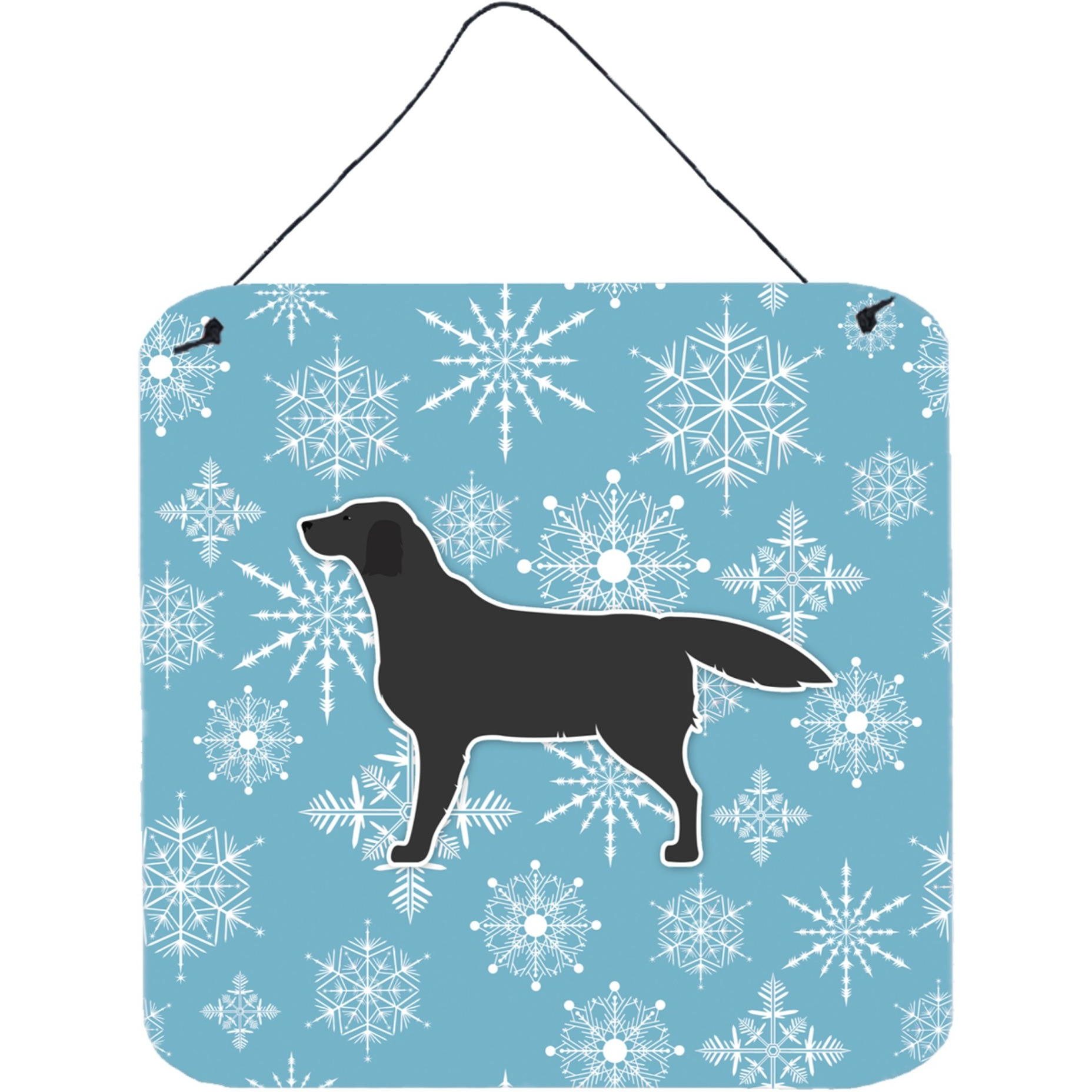 &quotCaroline's Treasures Winter Snowflake Black Labrador Retriever Wall or Door Hanging Prints BB3508DS66, 6"" x 6"", Multicolor"