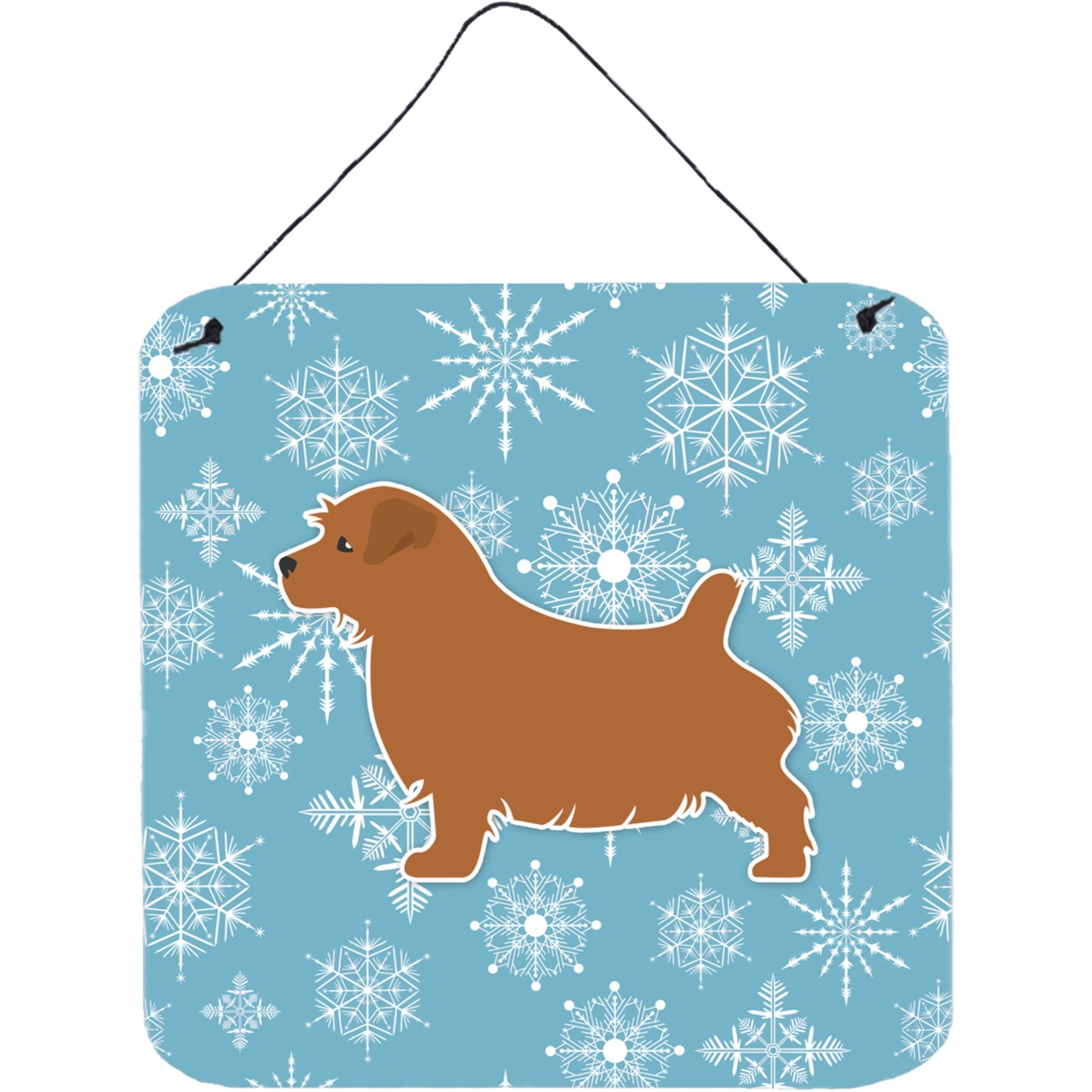 &quotCaroline's Treasures Winter Snowflake Norfolk Terrier Wall or Door Hanging Prints BB3509DS66, 6"" x 6"", Multicolor"