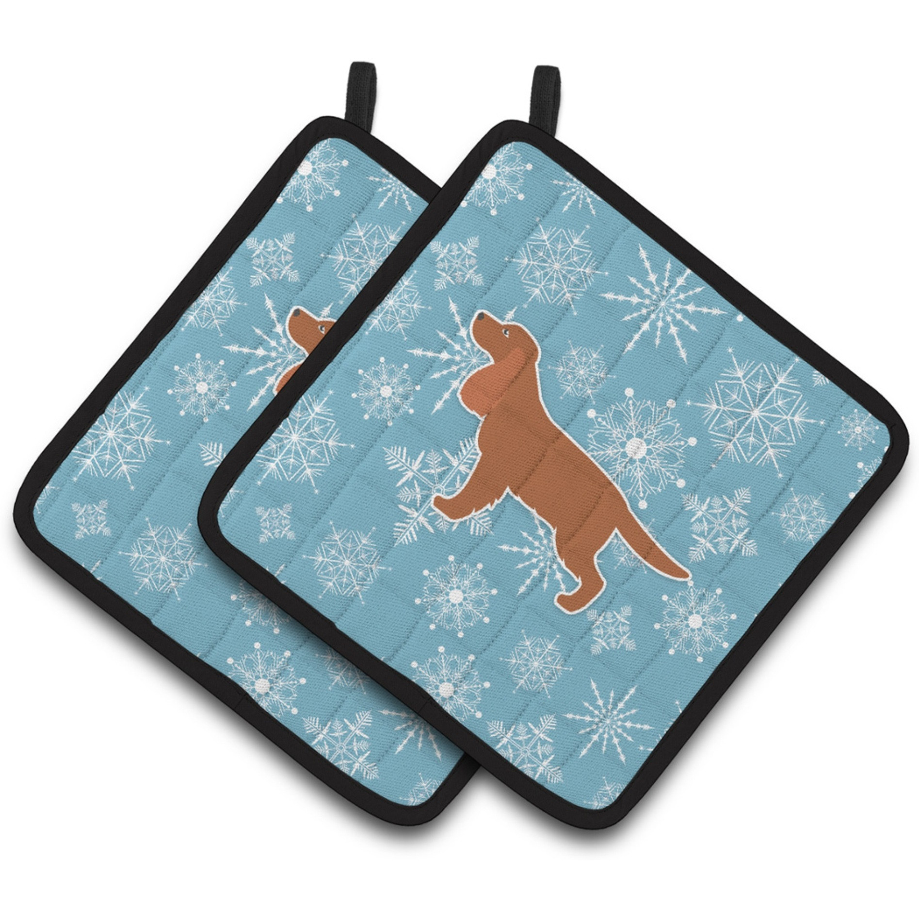 &quotCaroline's Treasures Winter Snowflake English Cocker Spaniel Pair of Pot Holders BB3512PTHD, 7.5HX7.5W, Multicolor"