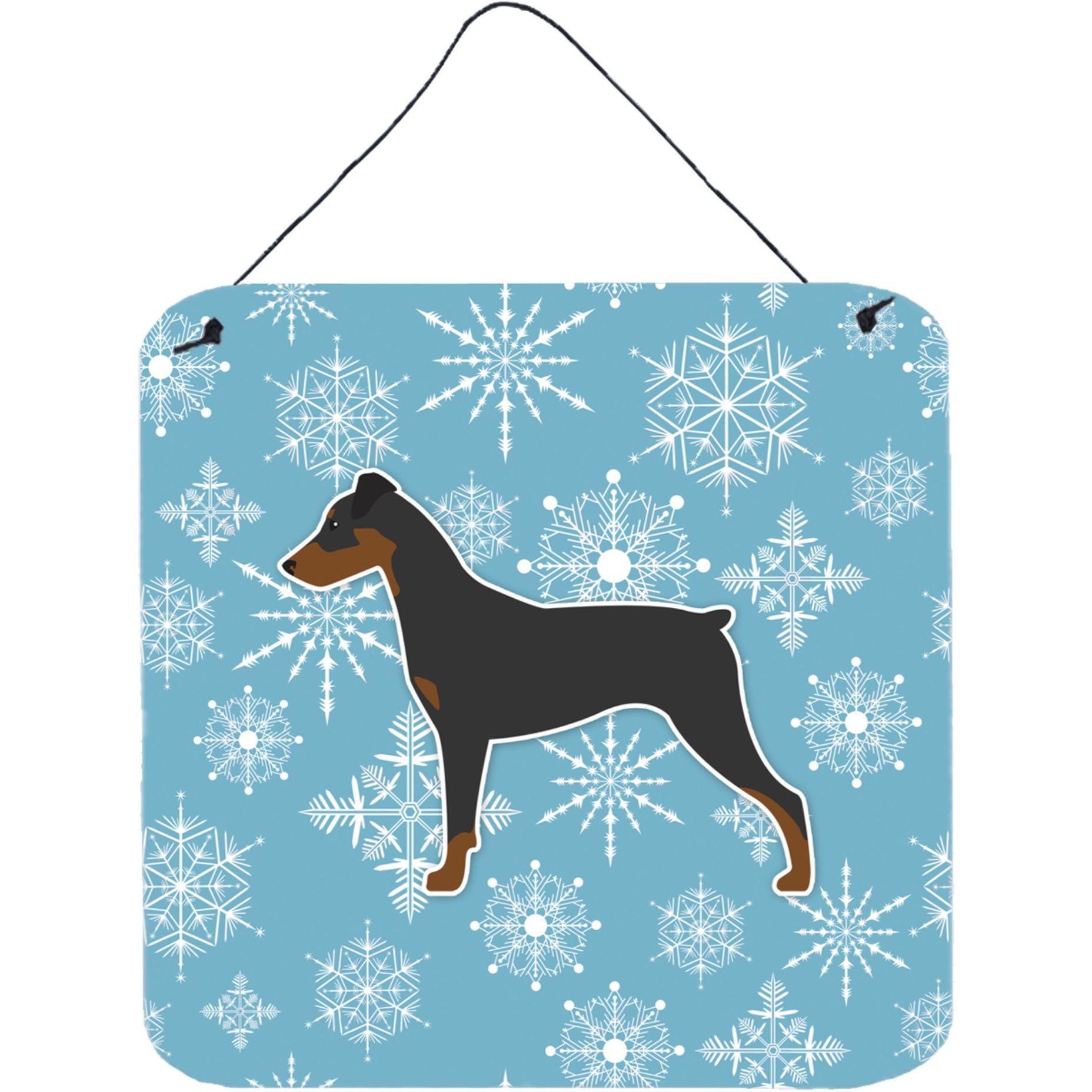 &quotCaroline's Treasures Winter Snowflake German Pinscher Wall or Door Hanging Prints BB3513DS66, 6"" x 6"", Multicolor"