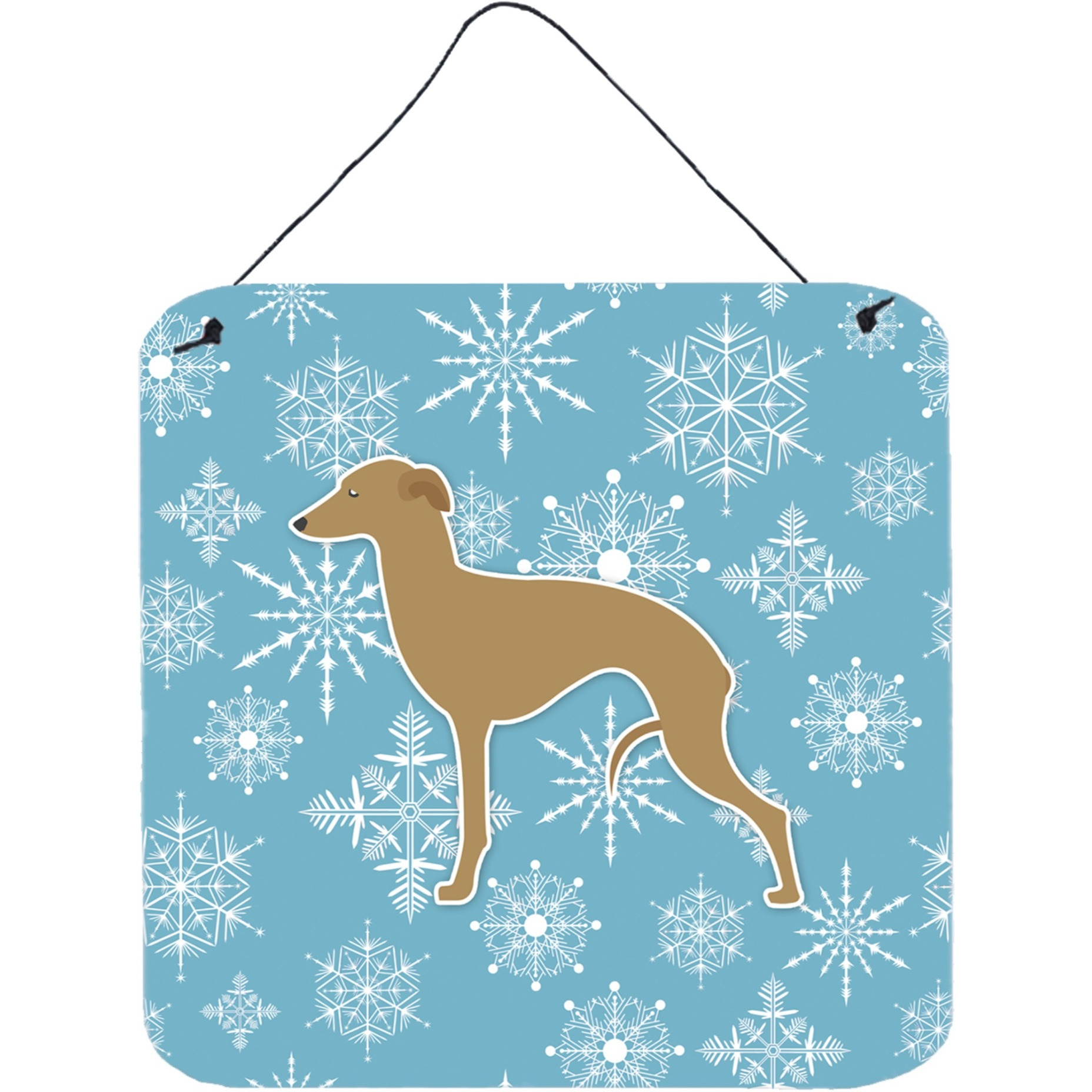 &quotCaroline's Treasures Winter Snowflake Italian Greyhound Wall or Door Hanging Prints BB3514DS66, 6"" x 6"", Multicolor"