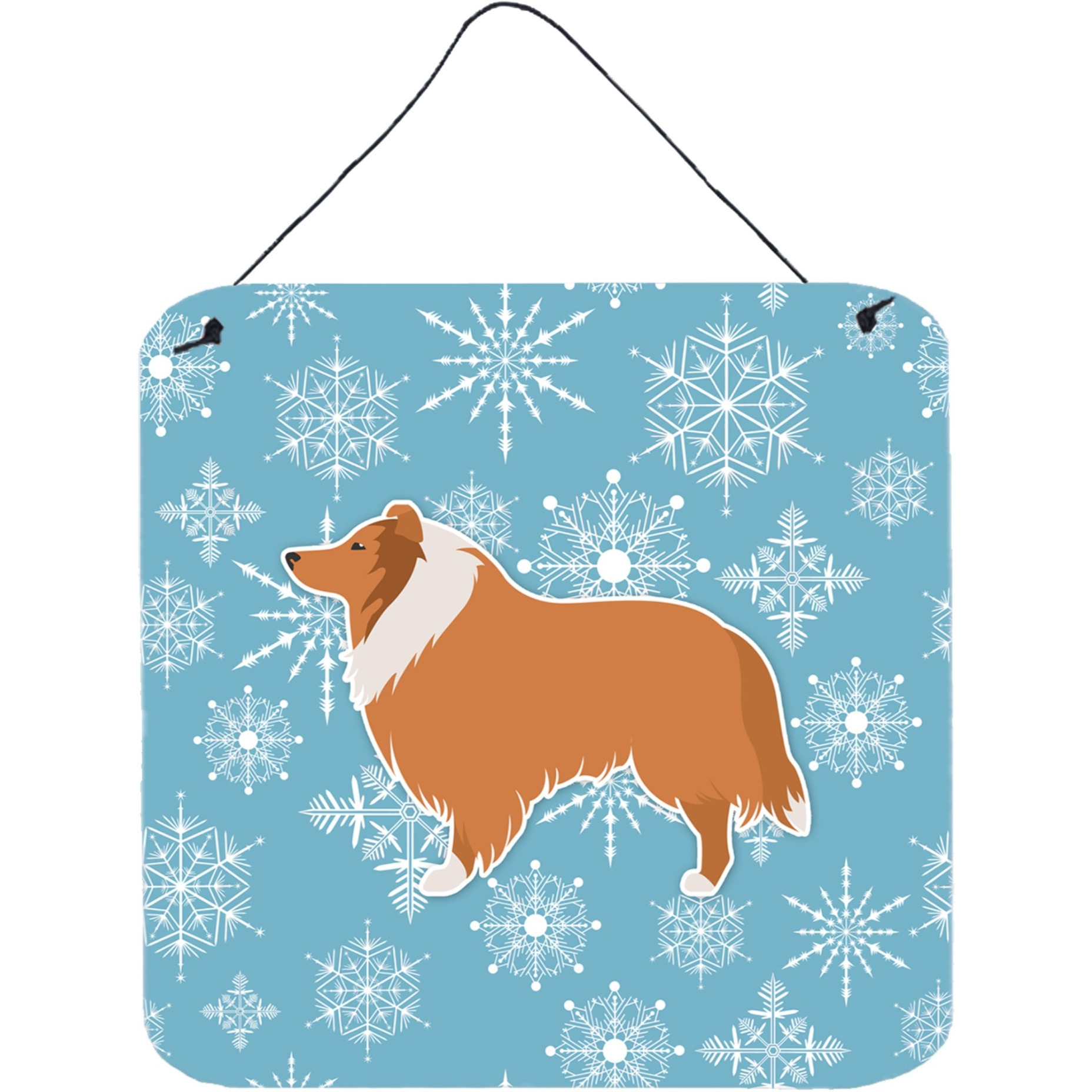&quotCaroline's Treasures Winter Snowflake Collie Wall or Door Hanging Prints BB3516DS66, 6"" x 6"", Multicolor"