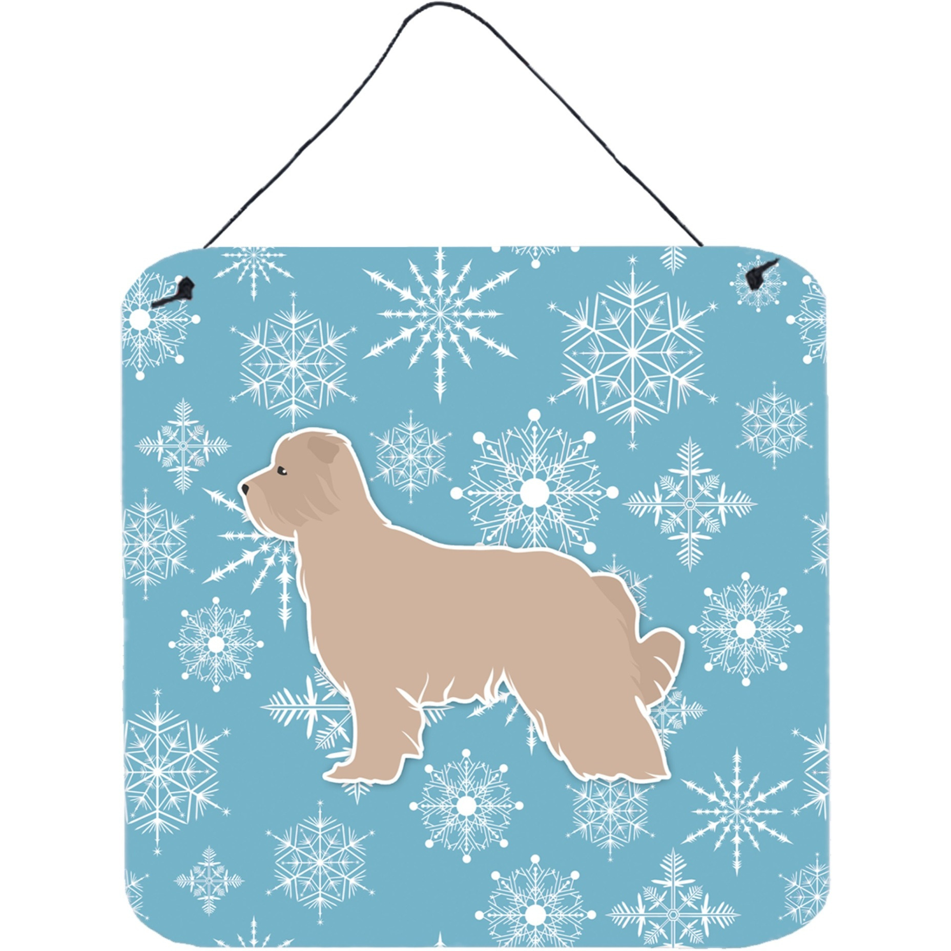 &quotCaroline's Treasures Winter Snowflake Pyrenean Shepherd Wall or Door Hanging Prints BB3518DS66, 6"" x 6"", Multicolor"